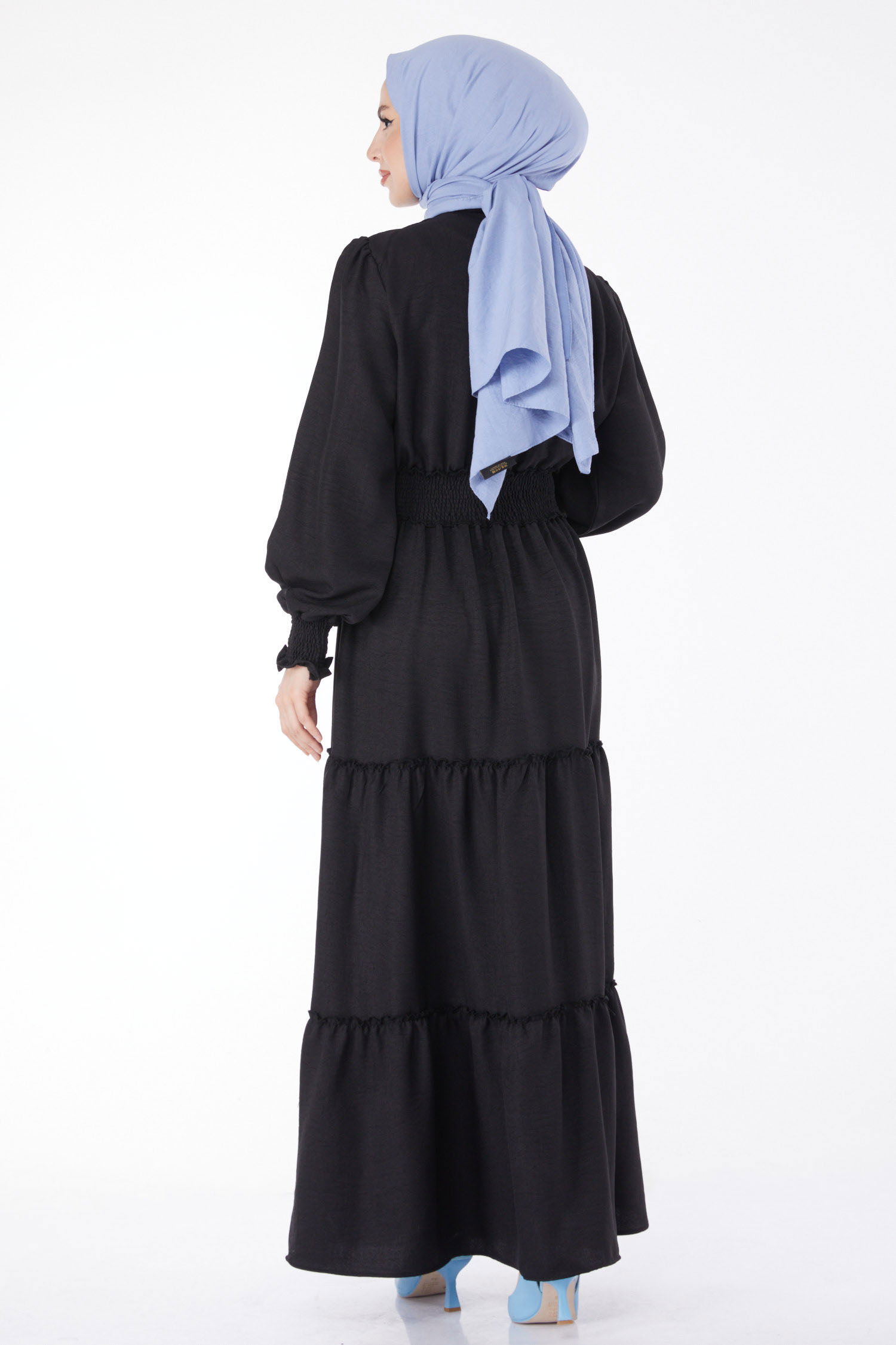 Gipe Detaylı Elbise Siyah - 24961 - 5