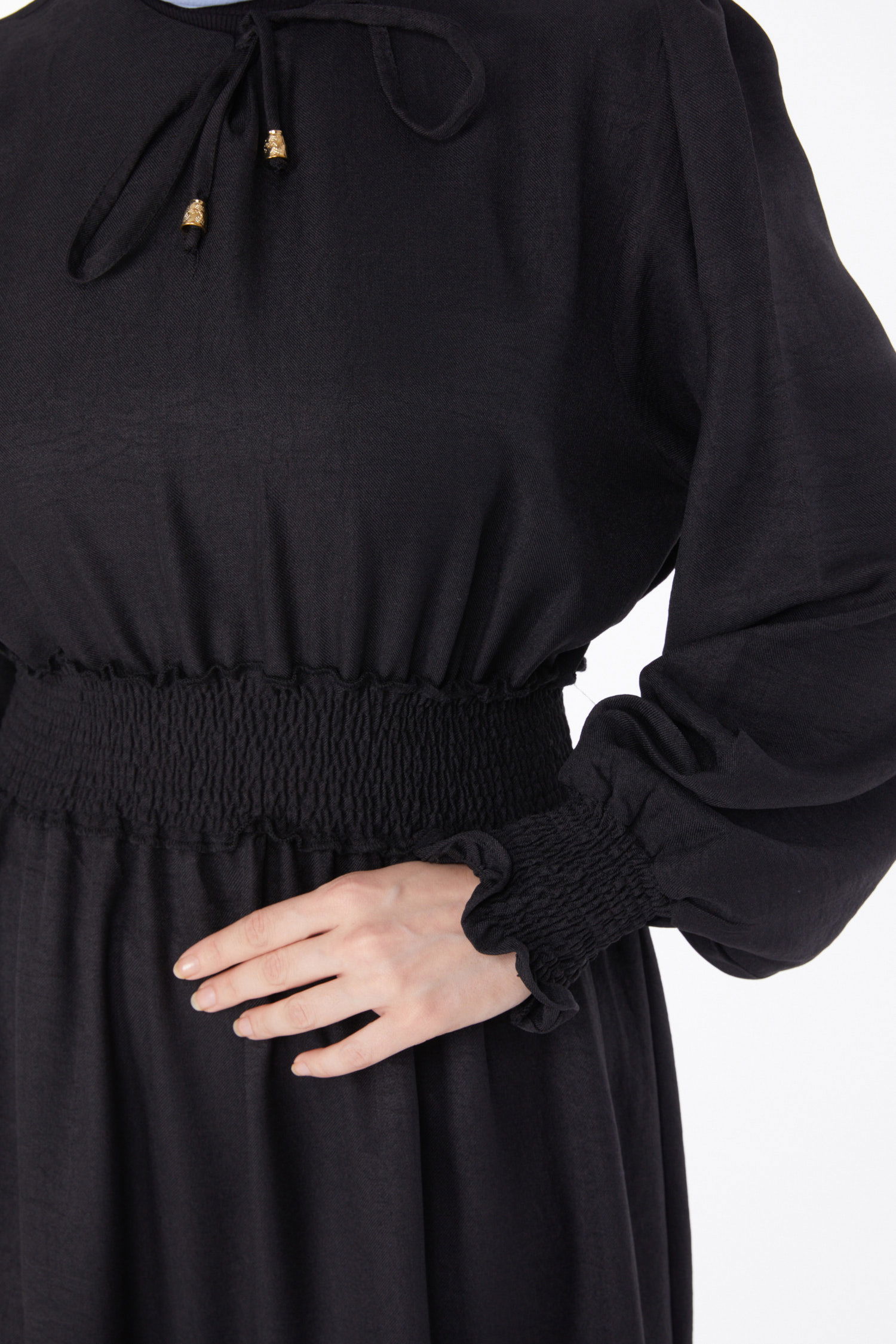 Gipe Detaylı Elbise Siyah - 24961 - 6