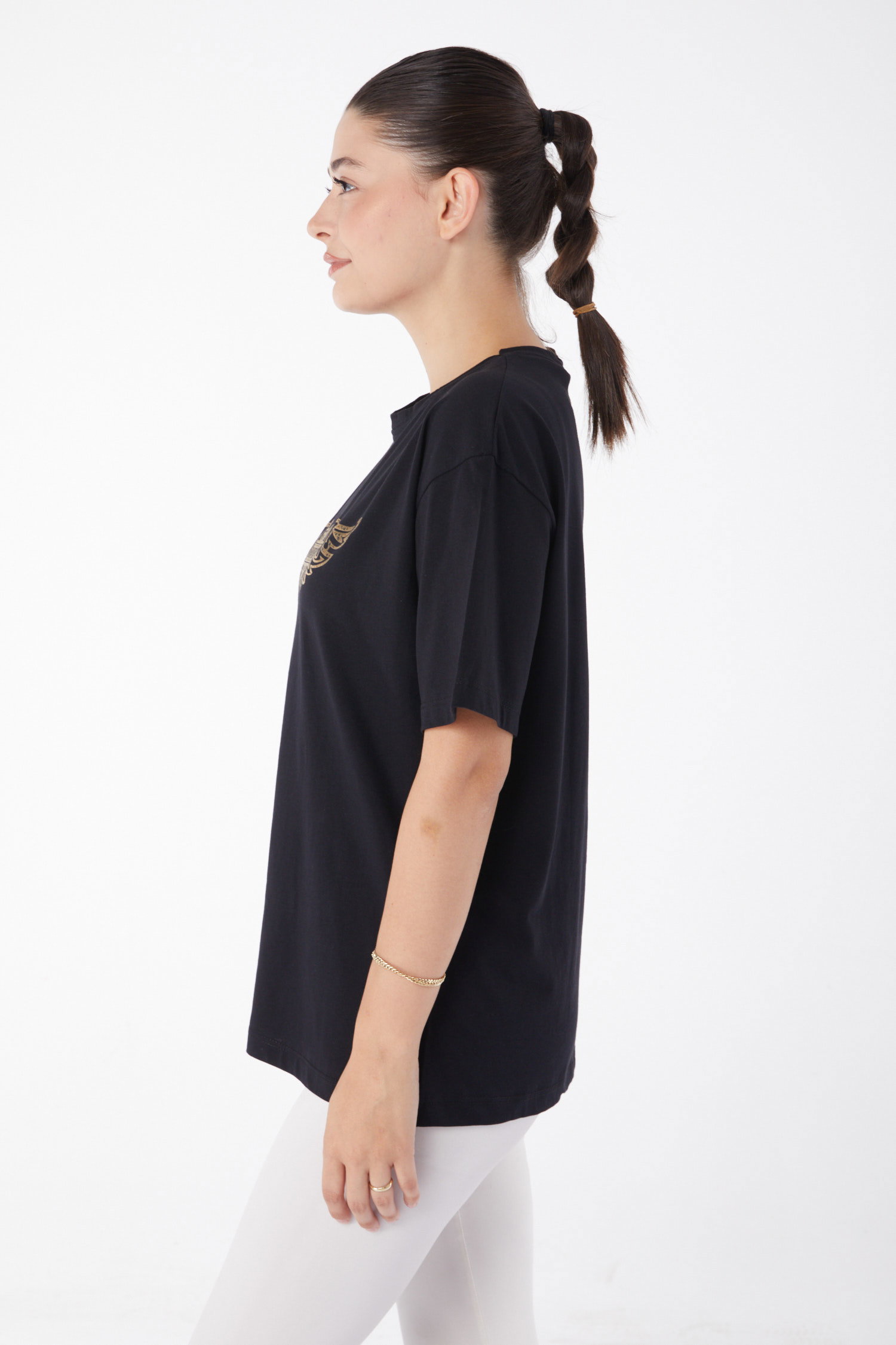 Kısa Kollu Baskılı T-shirt Siyah - 25981 - 3