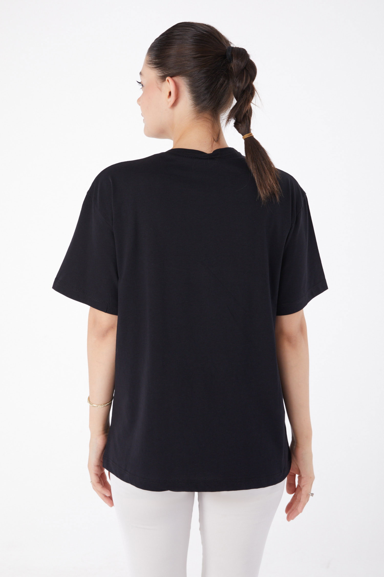 Kısa Kollu Baskılı T-shirt Siyah - 25981 - 4