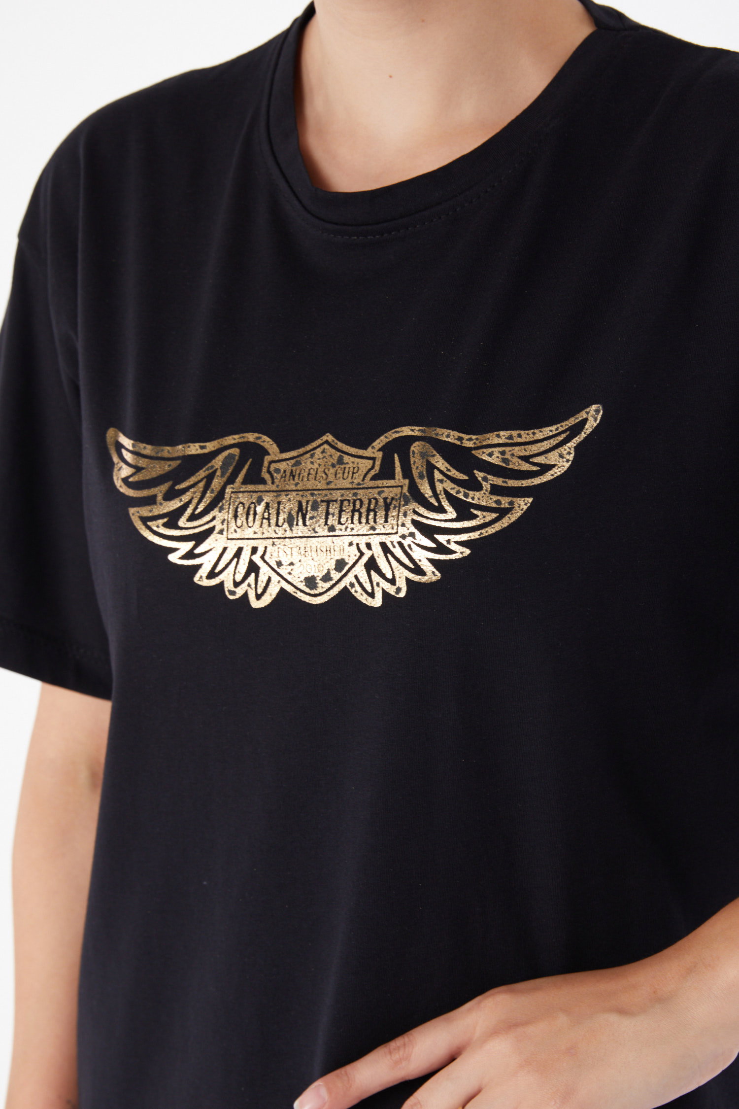Kısa Kollu Baskılı T-shirt Siyah - 25981 - 5