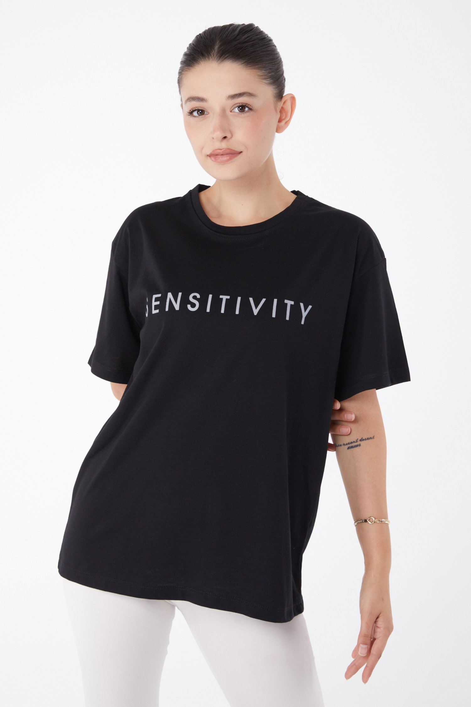 Kısa Kollu Baskılı T-shirt Siyah - 25984 - 1