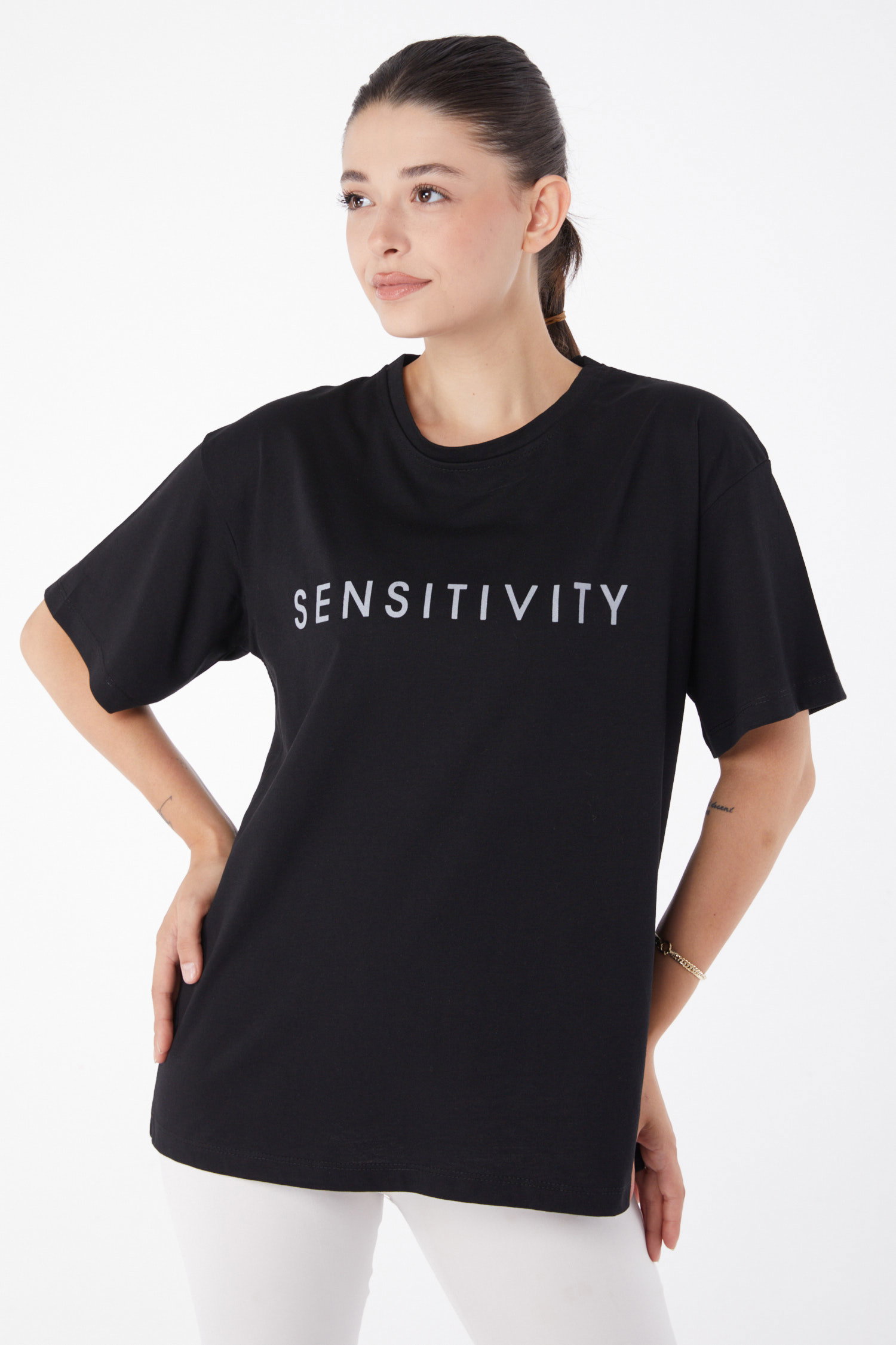 Kısa Kollu Baskılı T-shirt Siyah - 25984 - 2