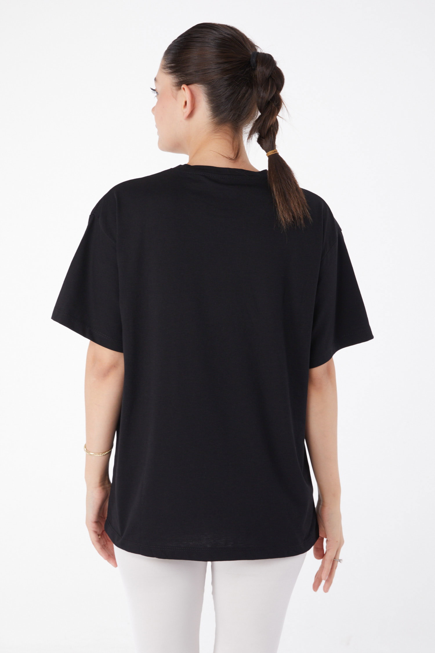 Kısa Kollu Baskılı T-shirt Siyah - 25984 - 5