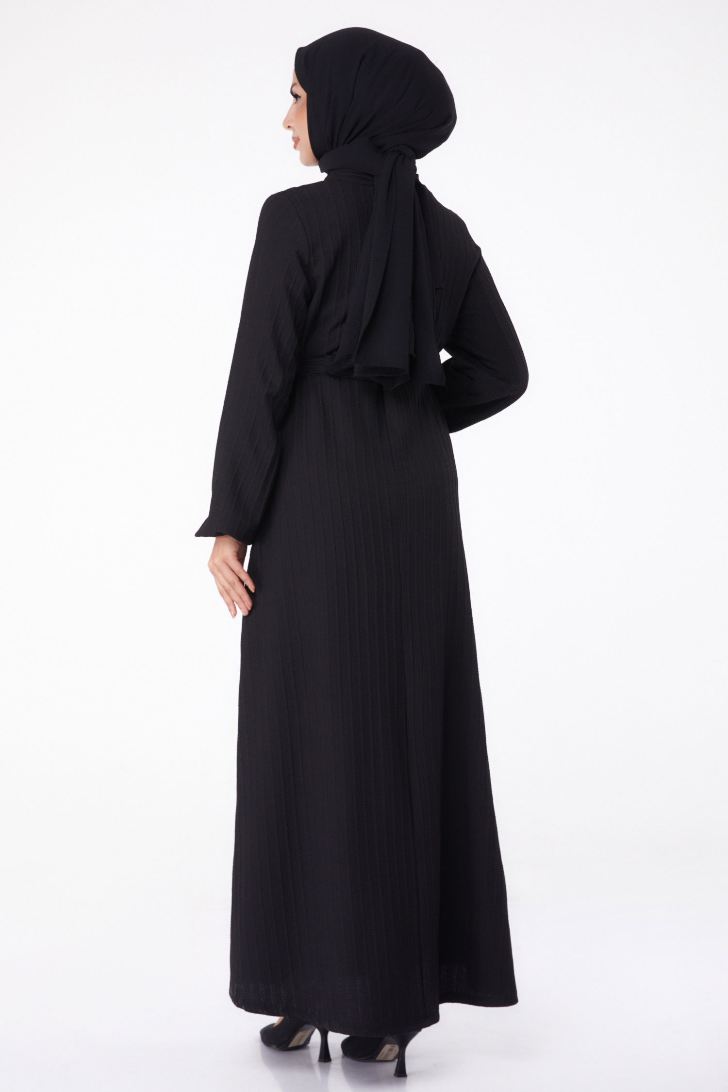 Kuşaklı Elbise Siyah - 26281 - 6