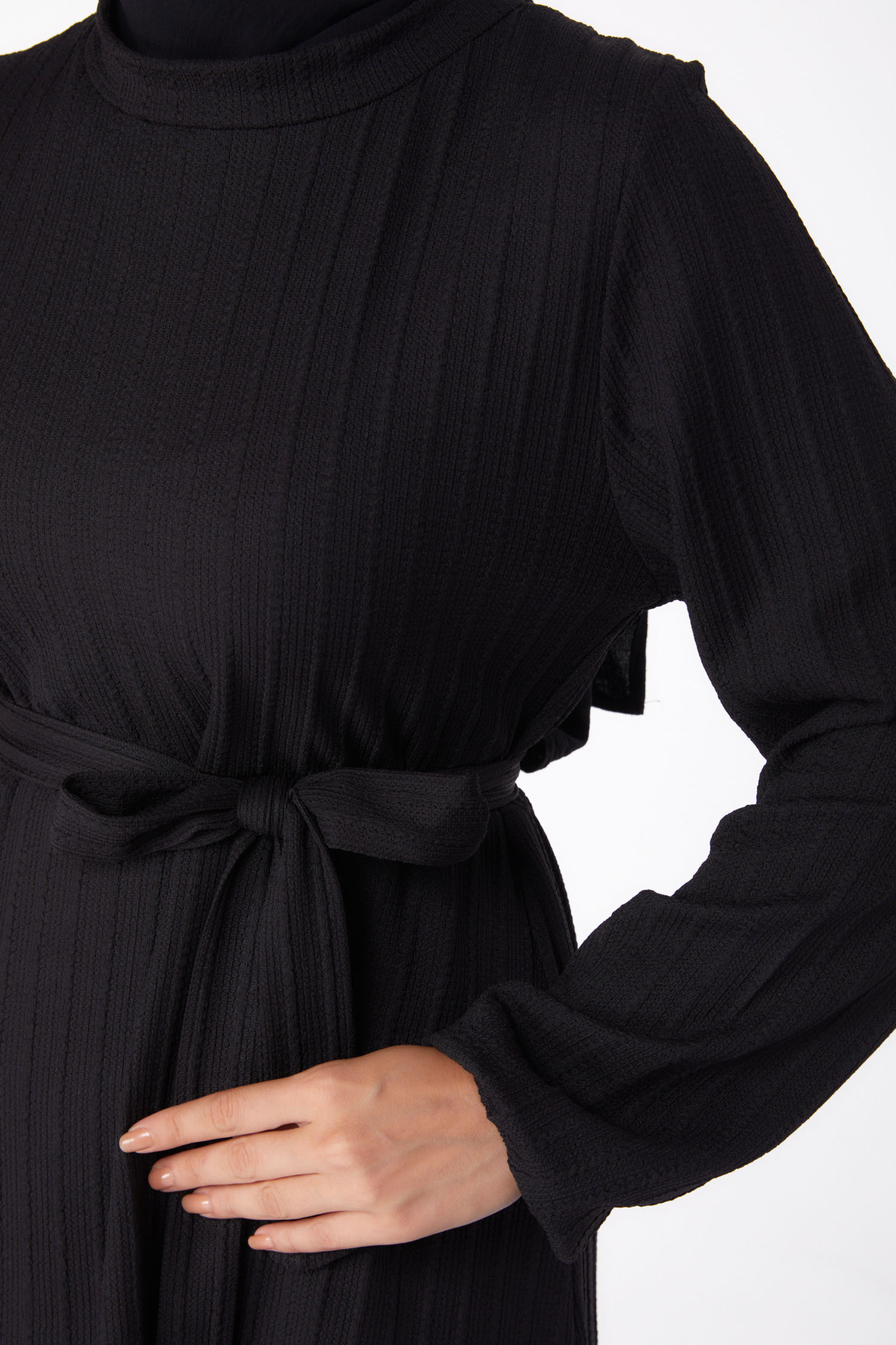 Kuşaklı Elbise Siyah - 26281 - 7