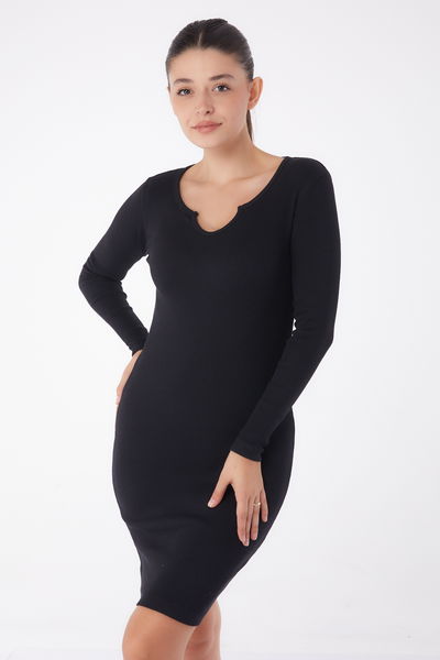 Midi Elbise Siyah - 26122 