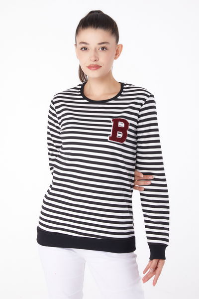 Nakışlı Sweatshirt Siyah - 26289 