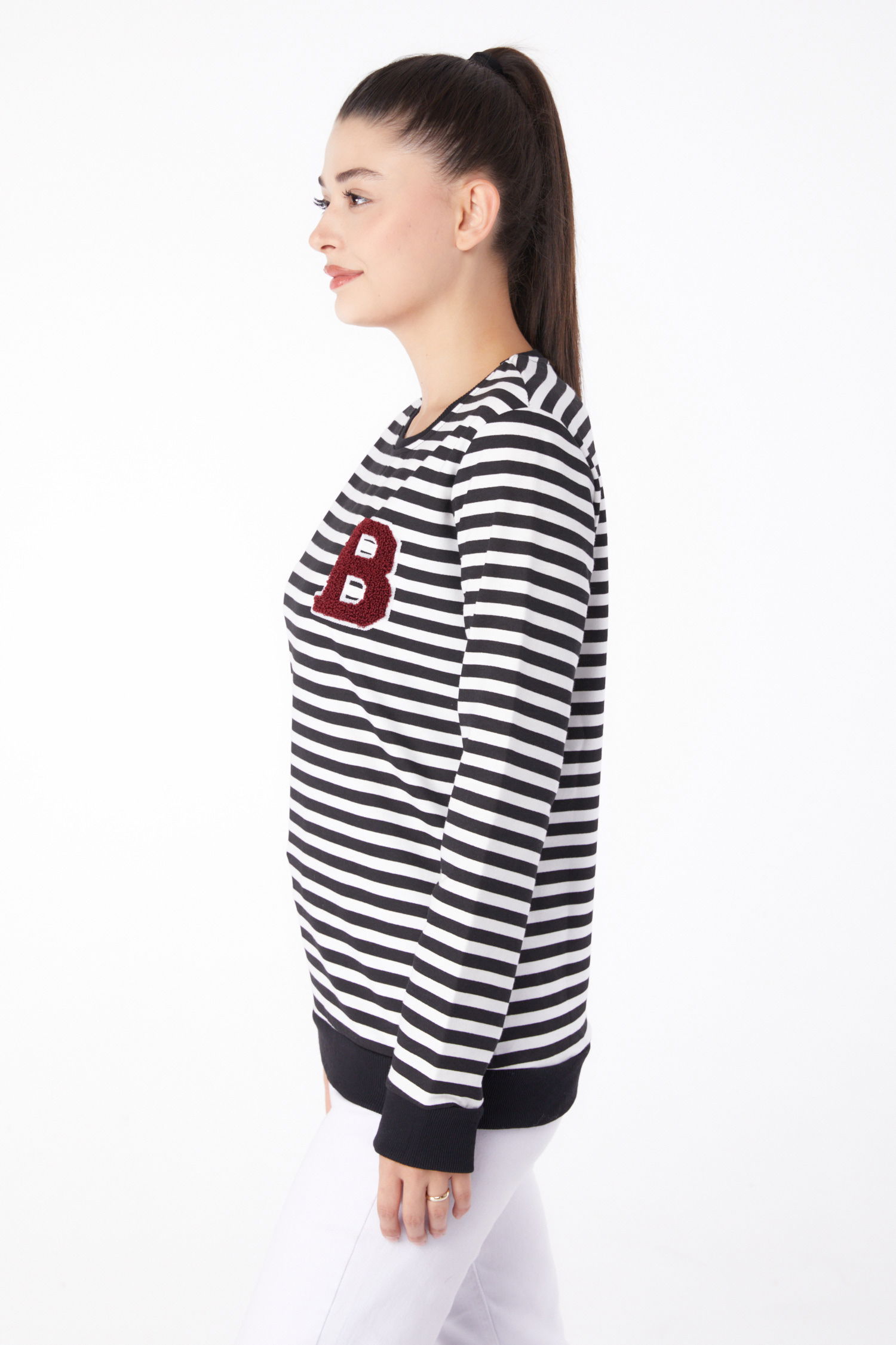 Nakışlı Sweatshirt Siyah - 26289 - 4