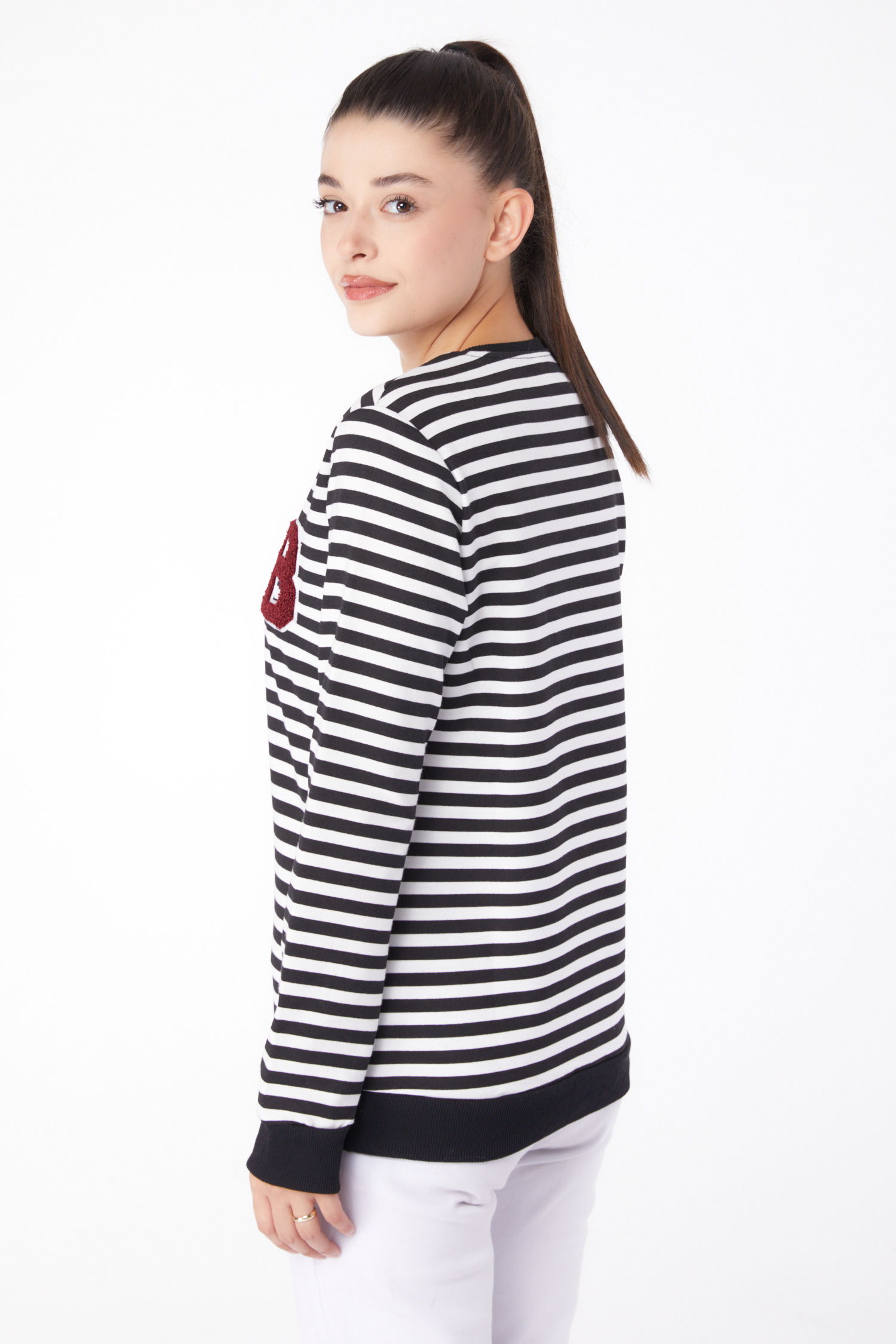 Nakışlı Sweatshirt Siyah - 26289 - 5