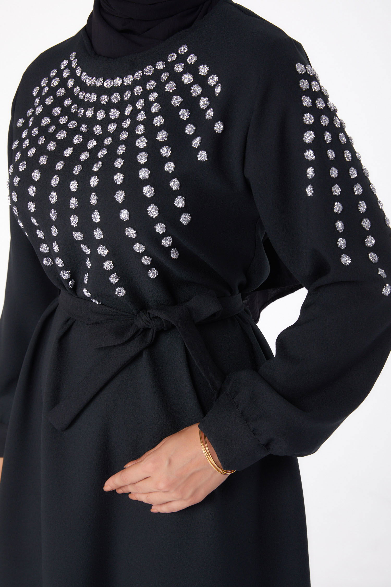 Taş Detaylı Elbise Siyah - 26282 - 6