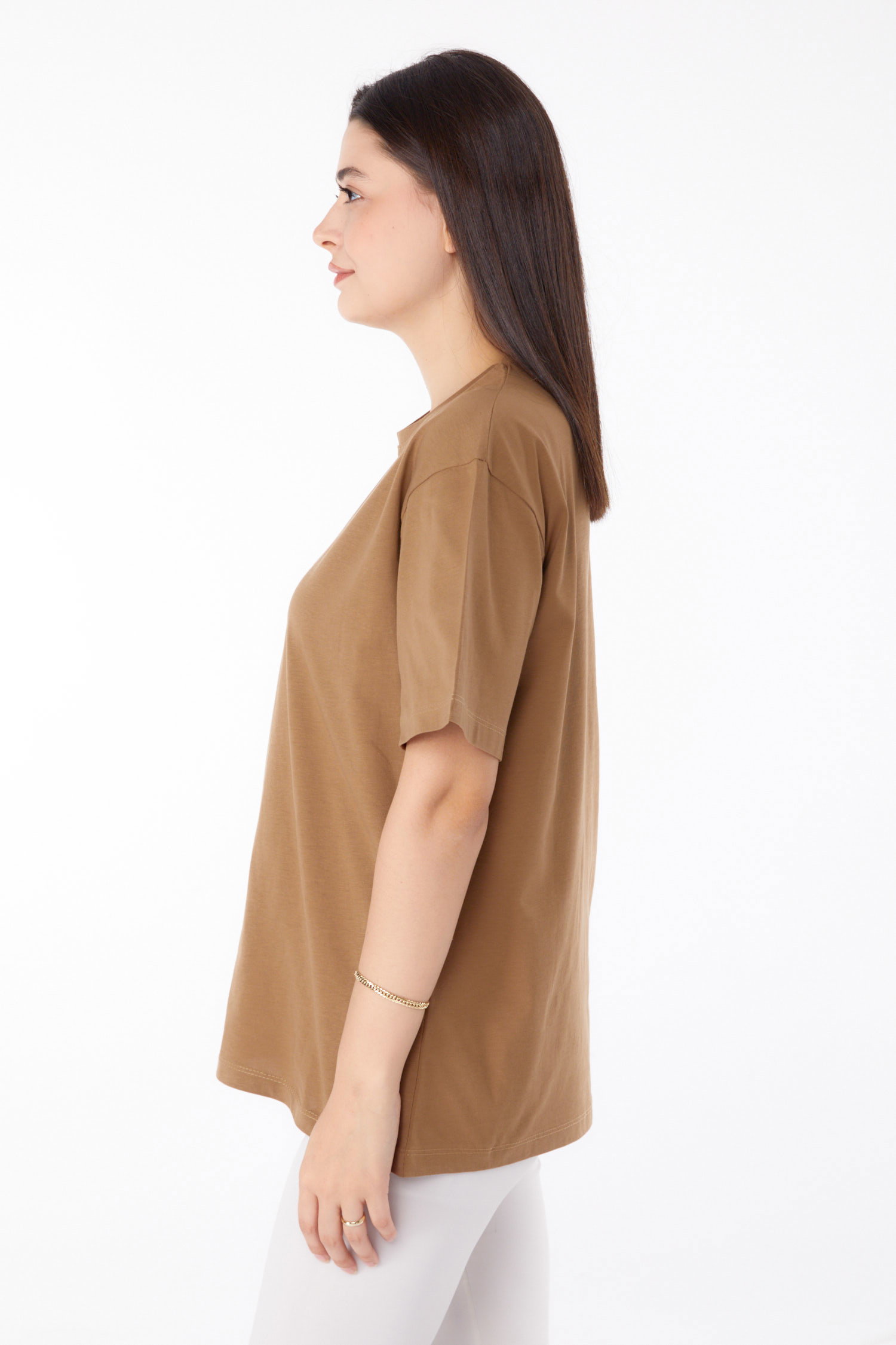 Baskılı T-shirt Taba - 25693 - 4