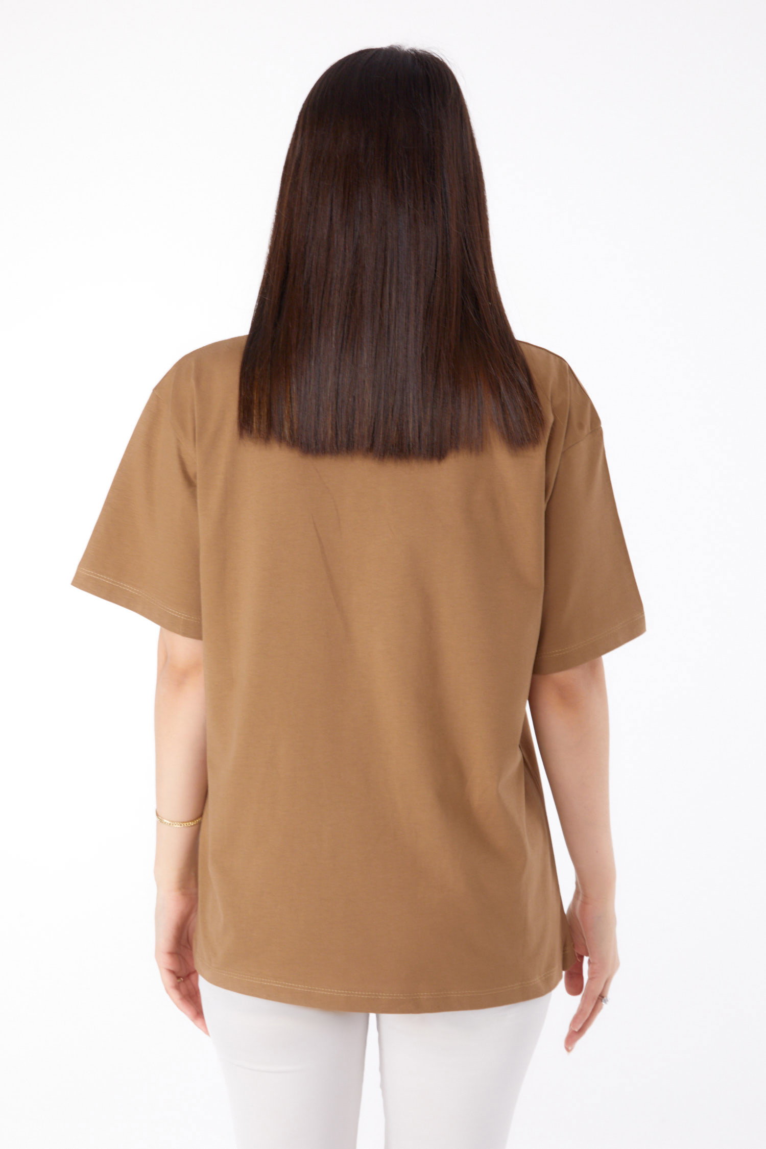 Baskılı T-shirt Taba - 25693 - 5