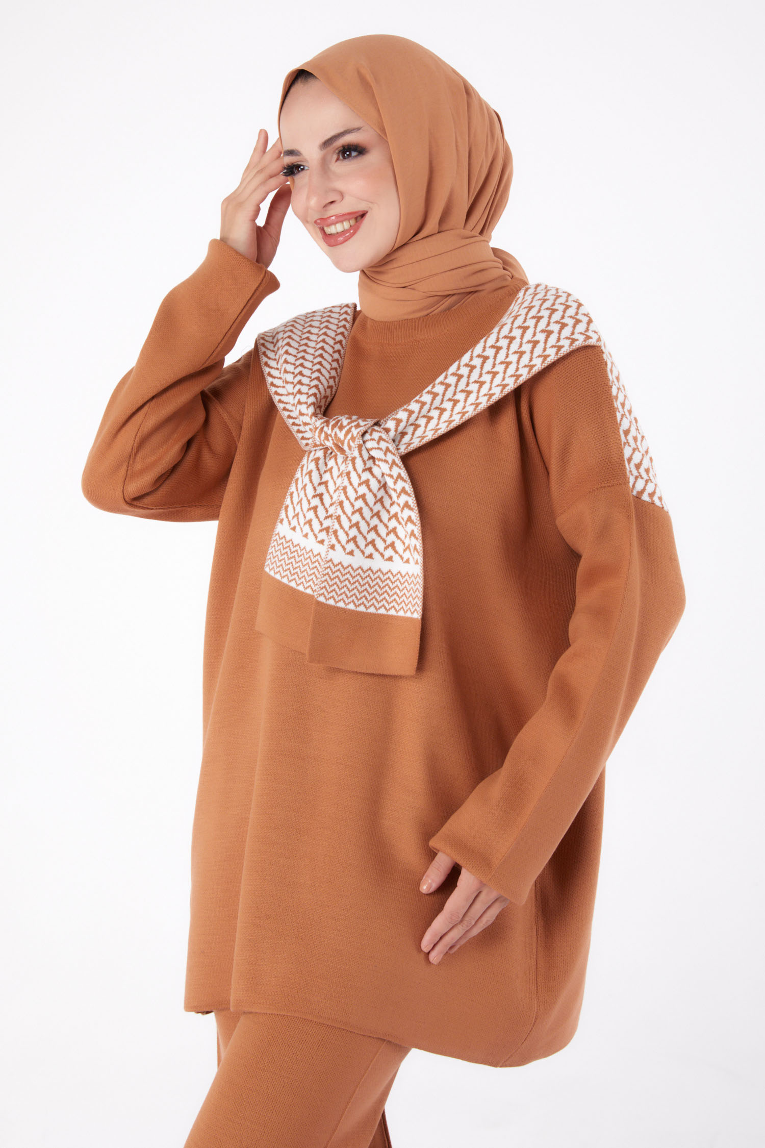 Desenli Triko Takım Taba - 26299 - 3