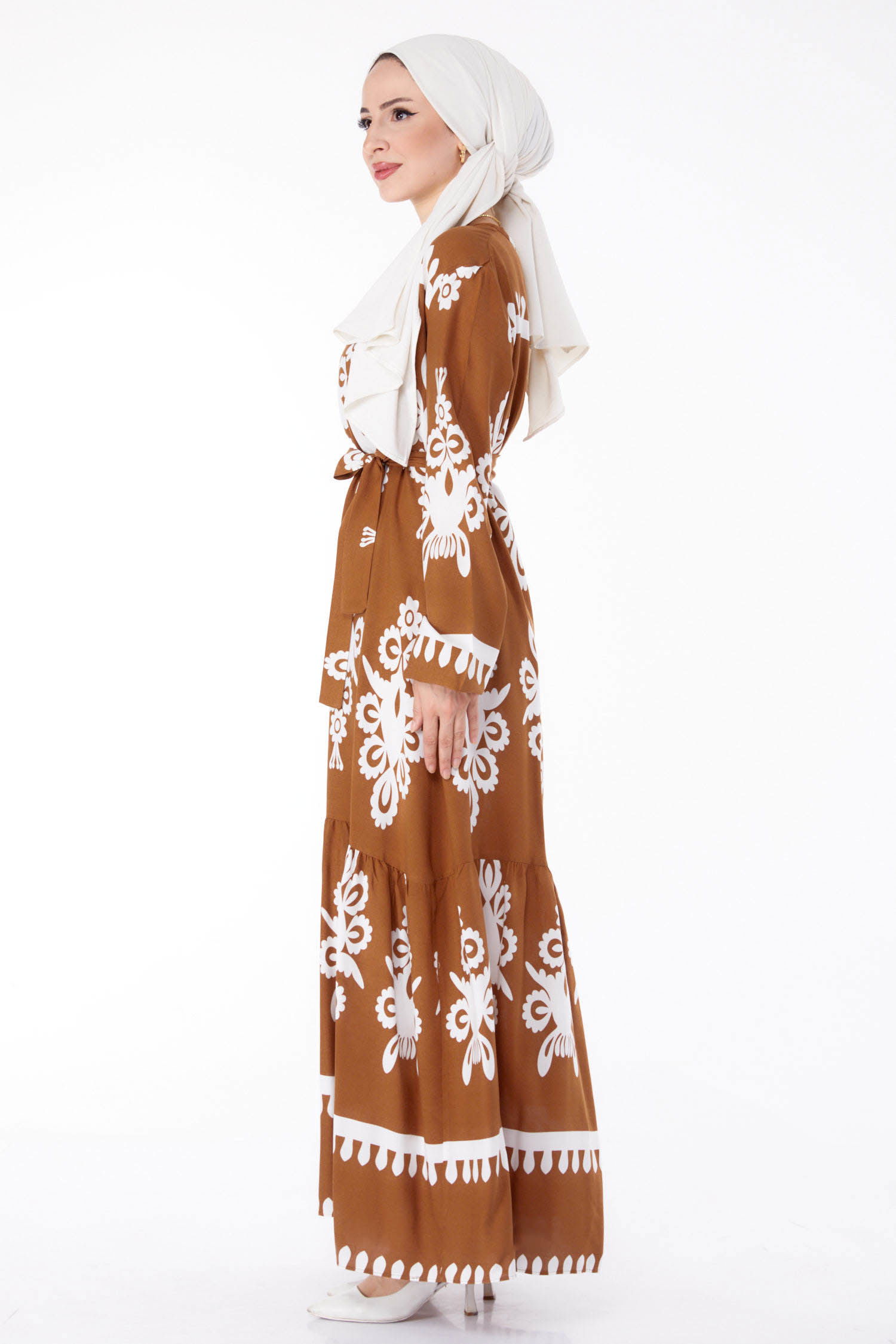 Etnik Desenli Elbise Taba - 25601 - 4