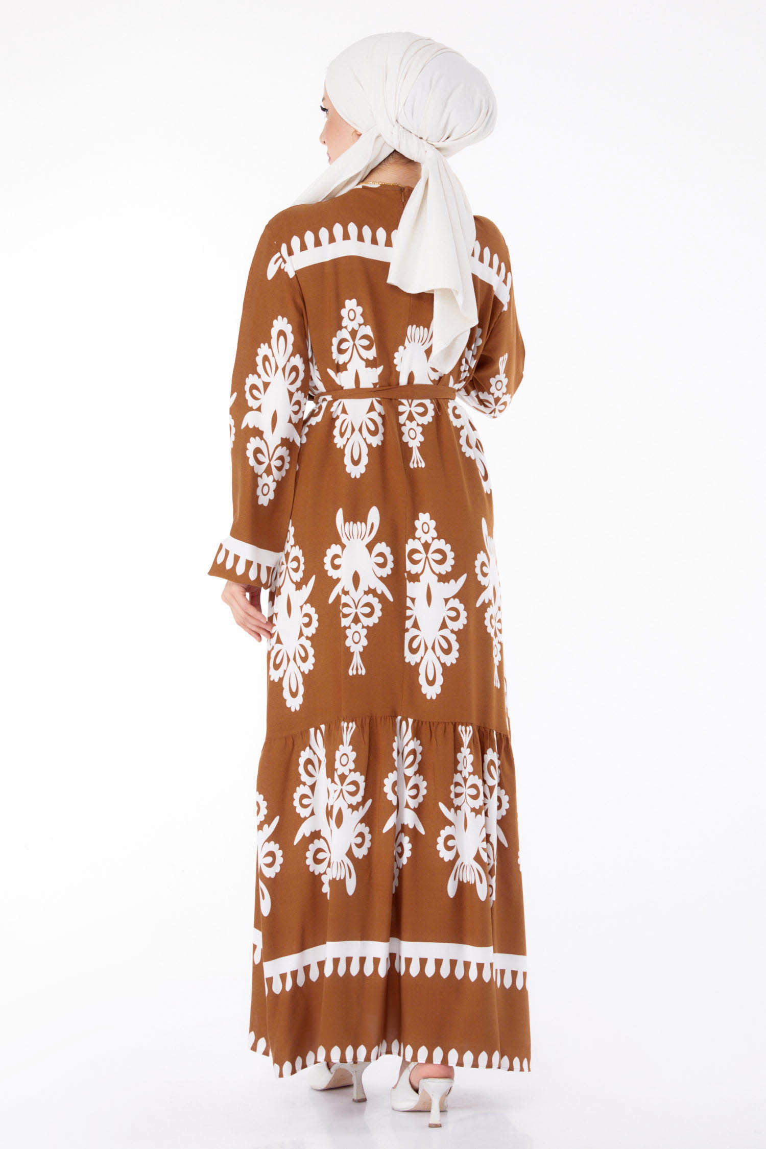 Etnik Desenli Elbise Taba - 25601 - 5