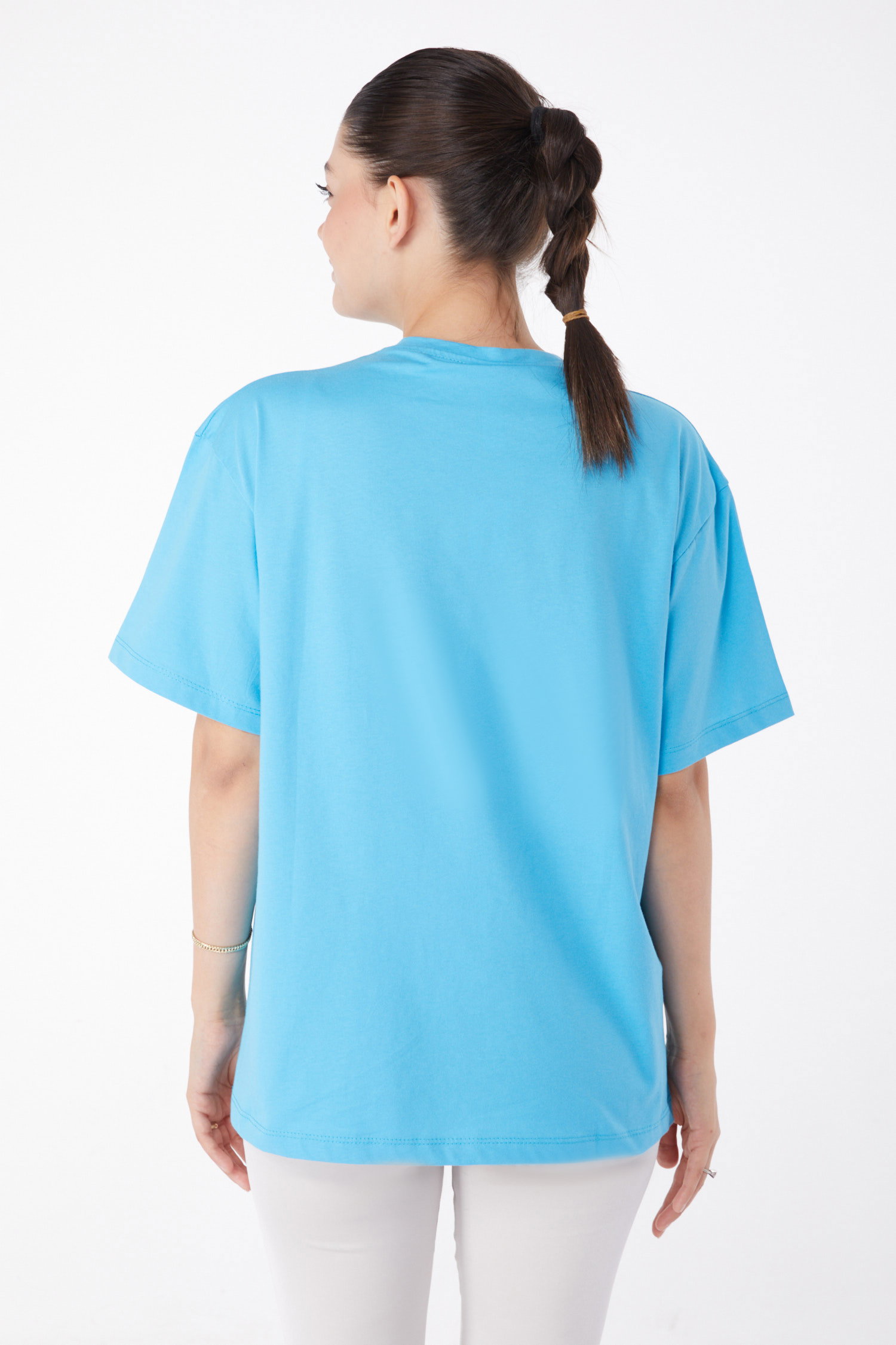 Kısa Kollu Baskılı T-shirt Turkuaz - 25980 - 4