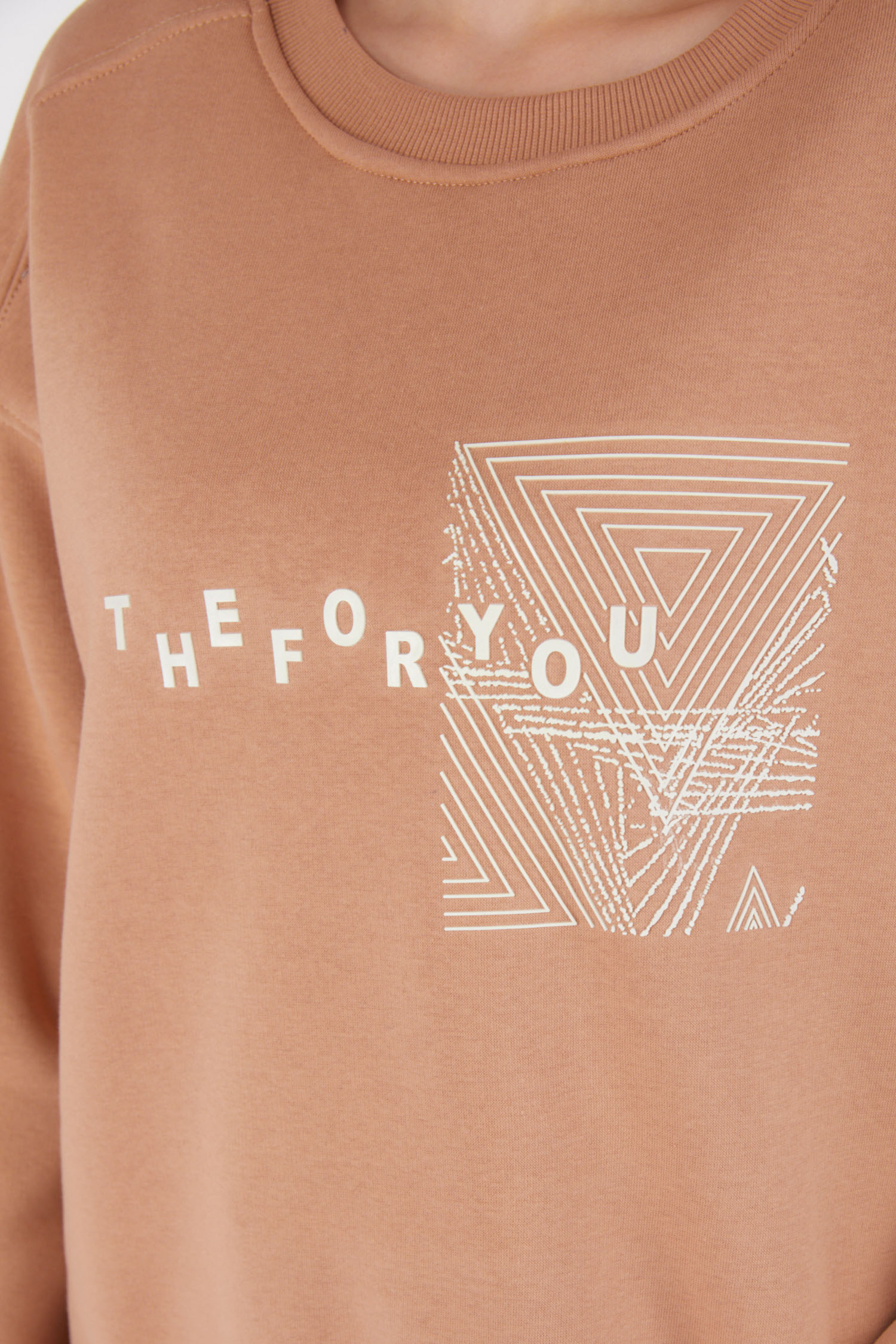 Baskılı Sweatshirt Vizon - 26473 - 6