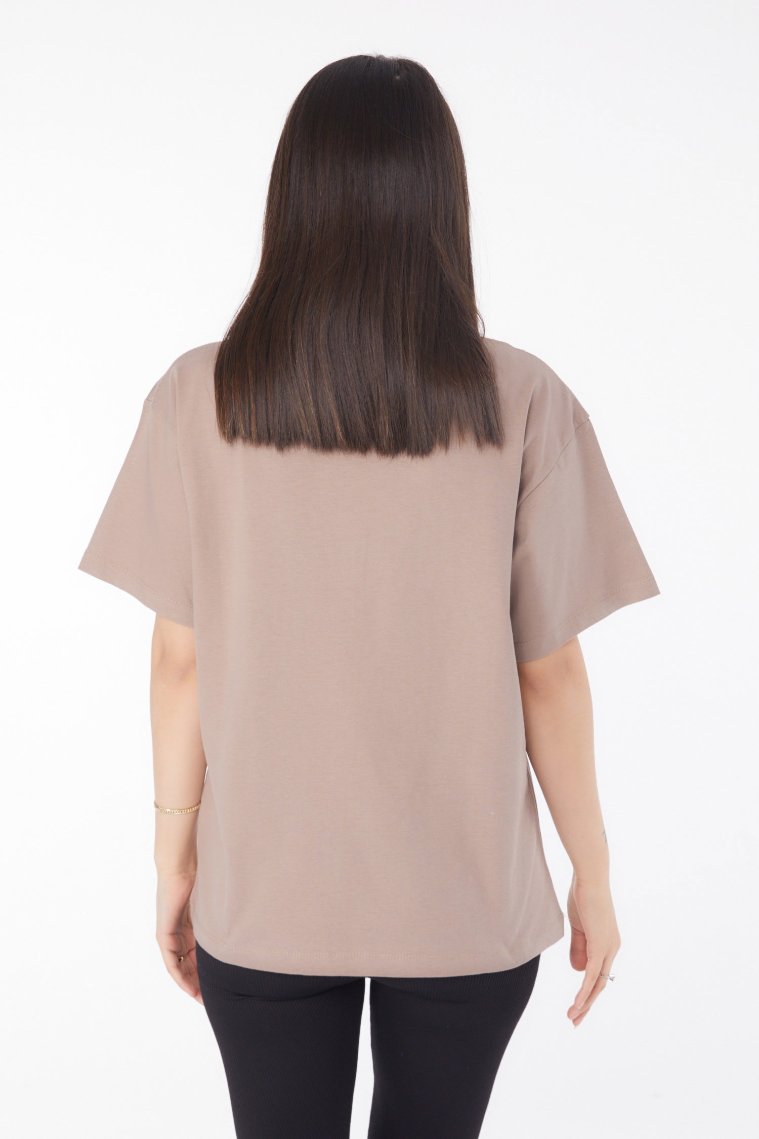 Baskılı T-shirt Vizon - 25694 - 5
