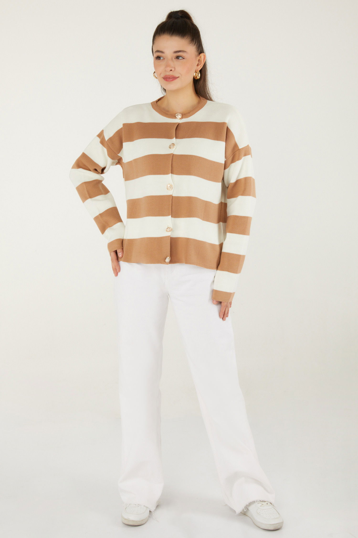 Düğmeli Triko Body Vizon - 26507 - 3