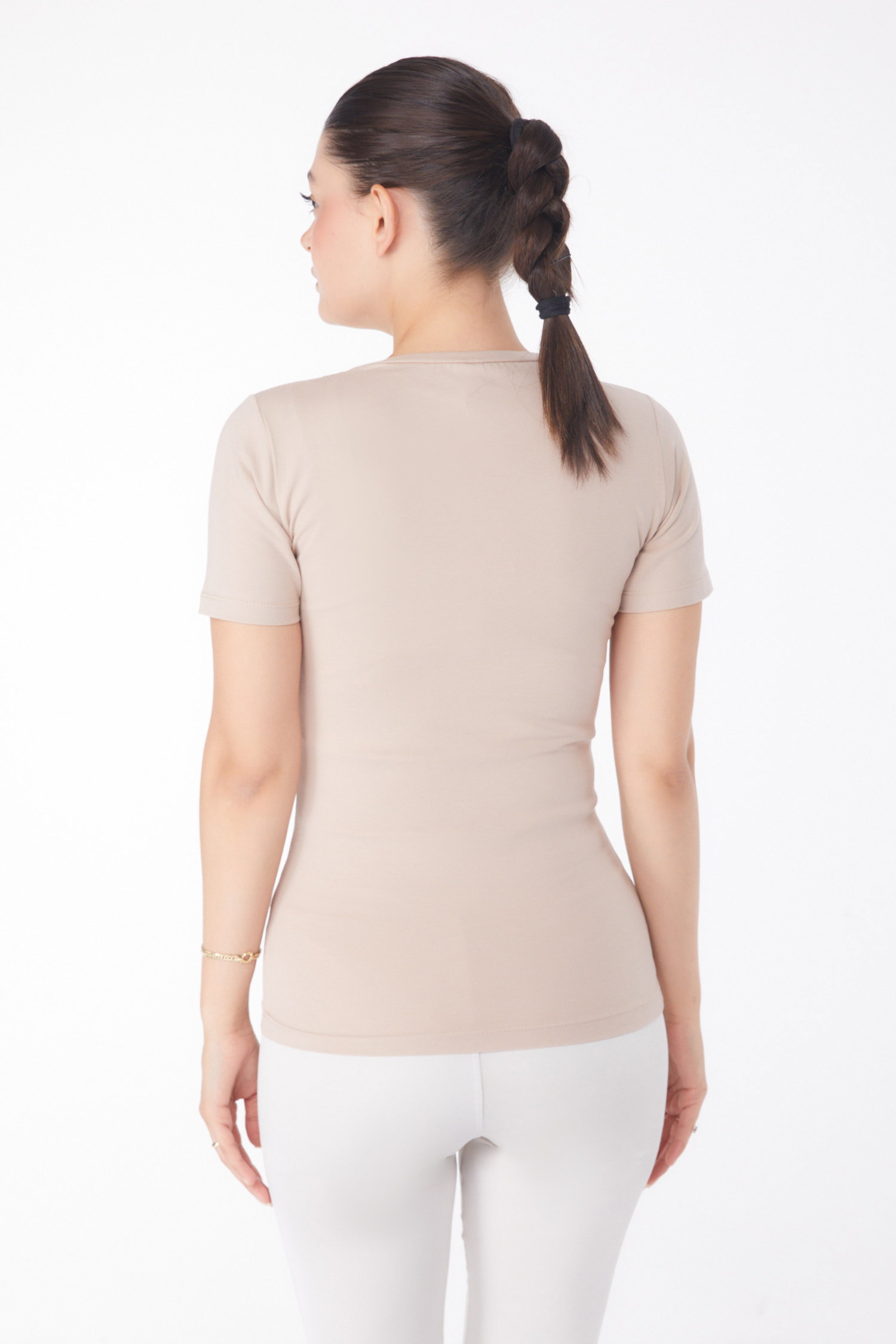 Kısa Kollu T-shirt Vizon - 25768 - 5