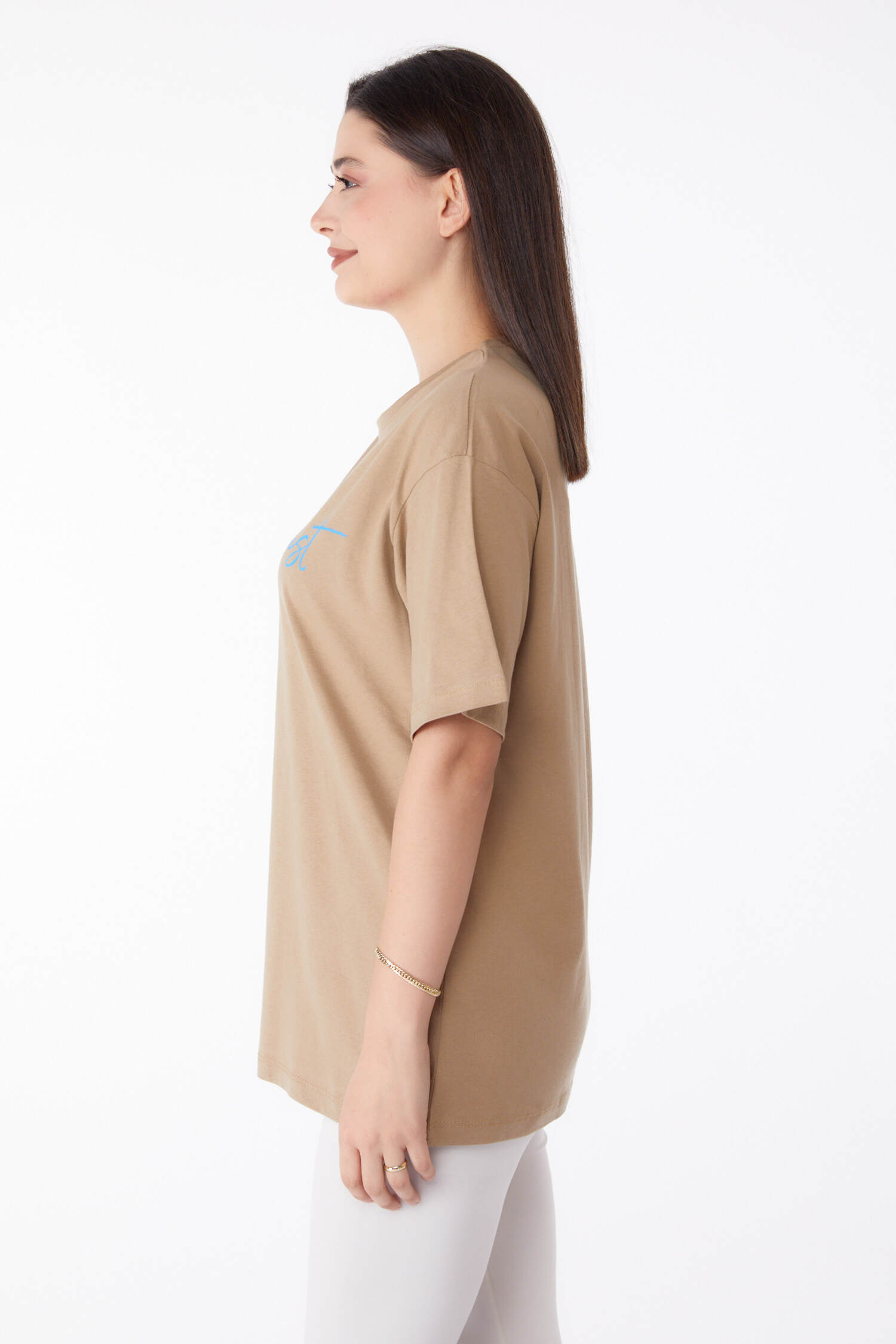 Baskılı T-shirt Yağ Yeşili - 25295 - 14