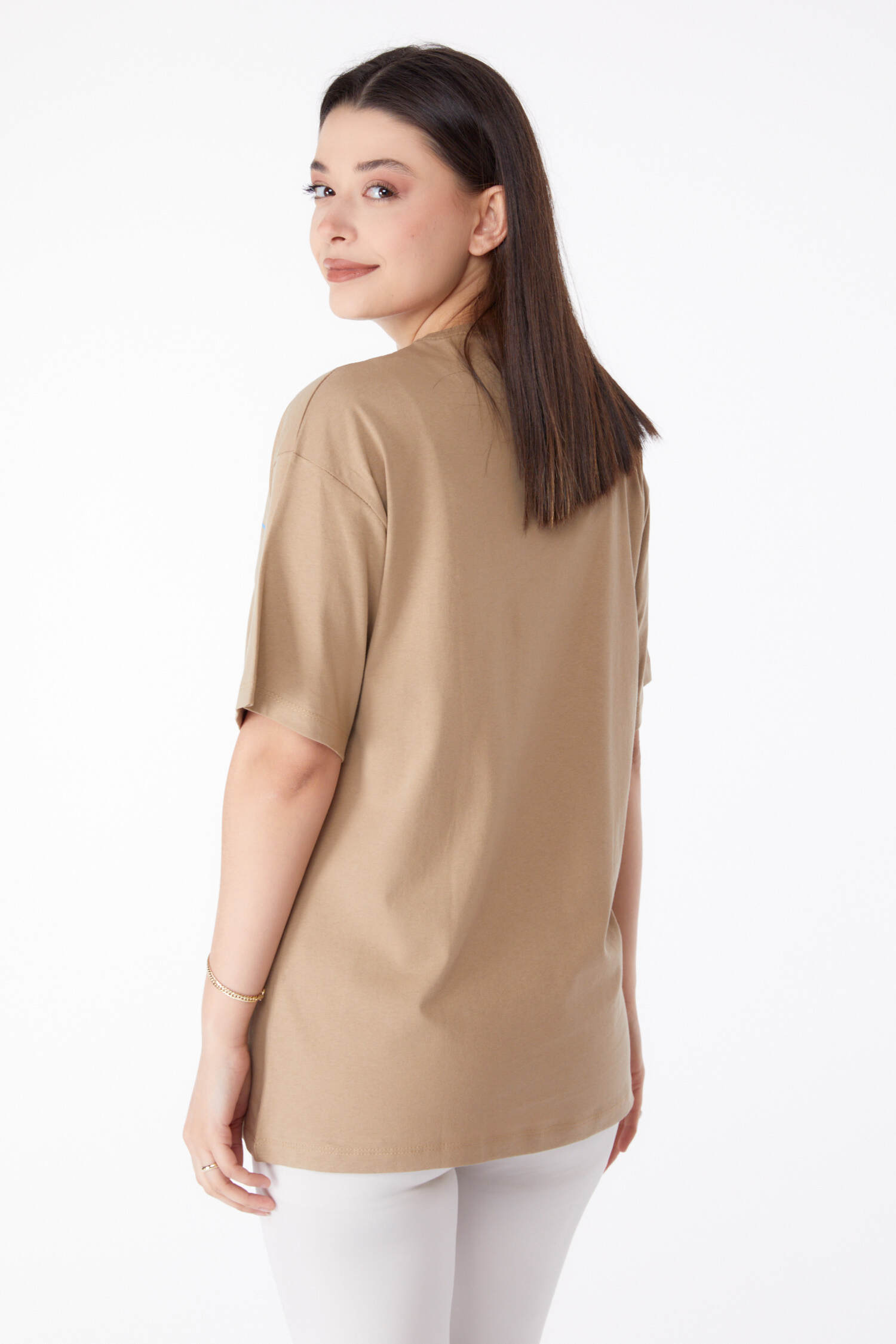 Baskılı T-shirt Yağ Yeşili - 25295 - 10