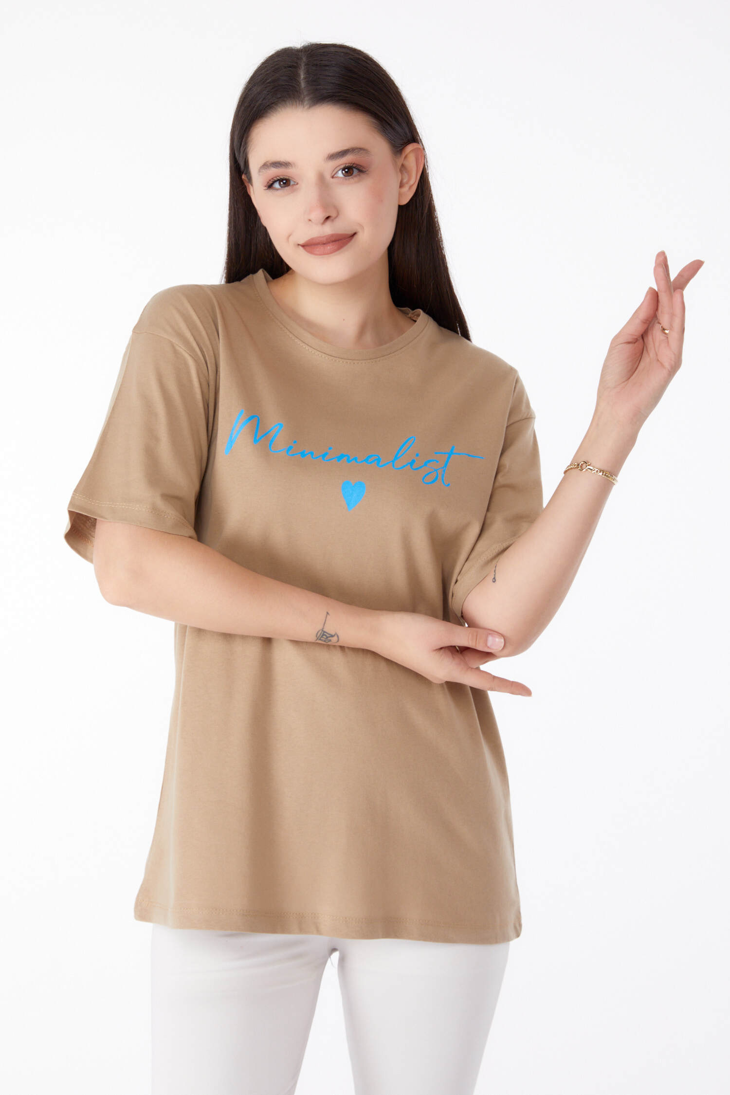Baskılı T-shirt Yağ Yeşili - 25295 - 3