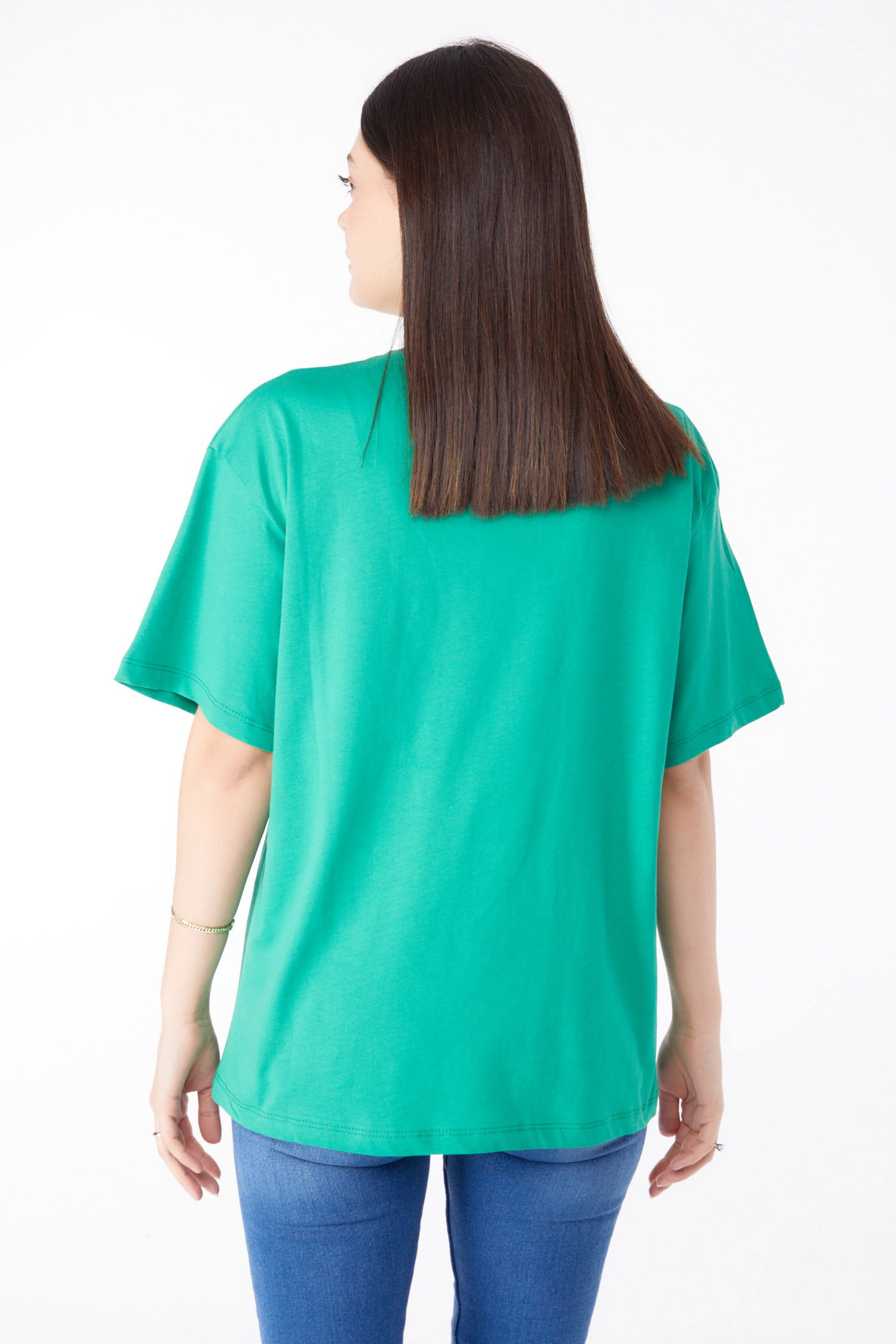 Baskılı Kısa Kollu T-Shirt Yesil - 25388 - 5