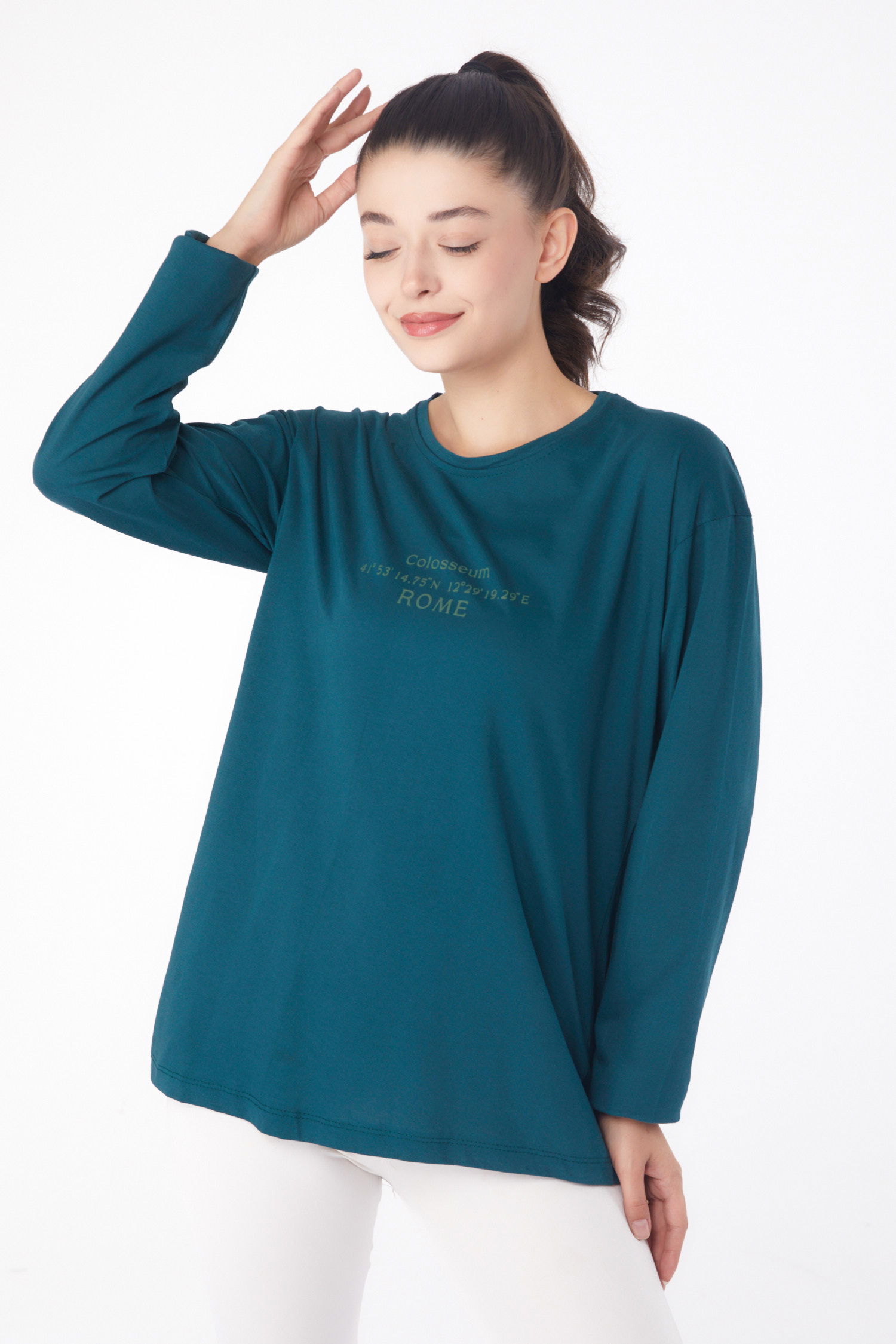 Baskılı Sweat Yesil - 26239 - 10