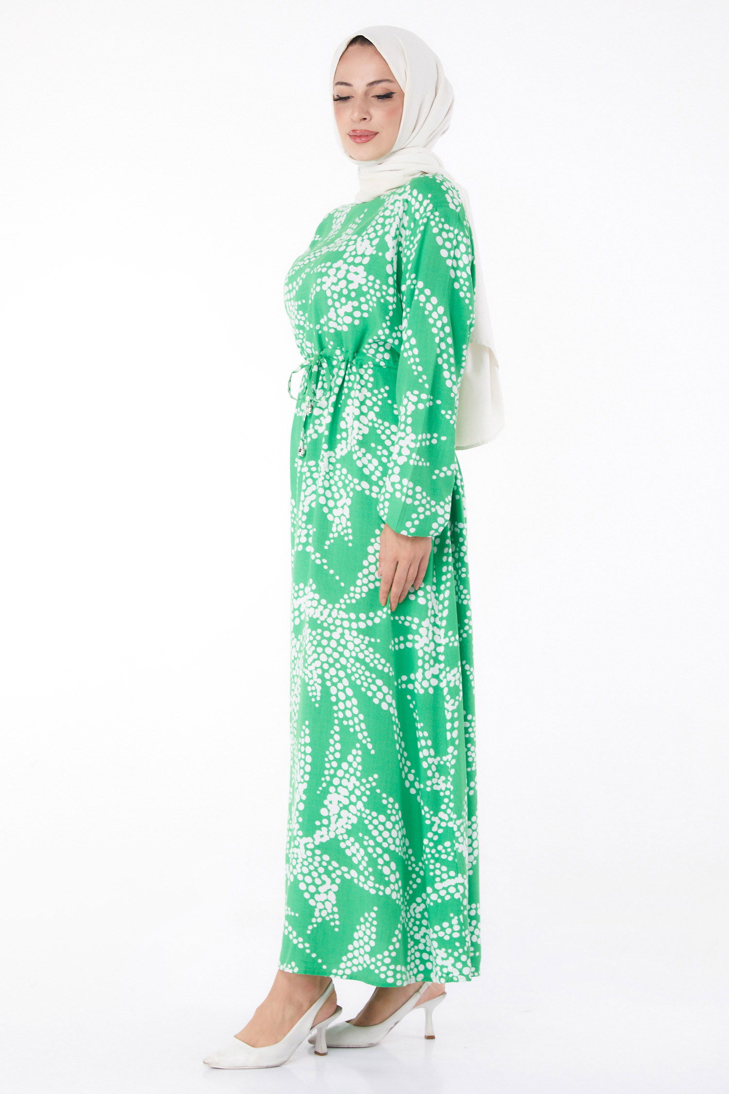 Desenli Elbise Yesil - 26232 - 4