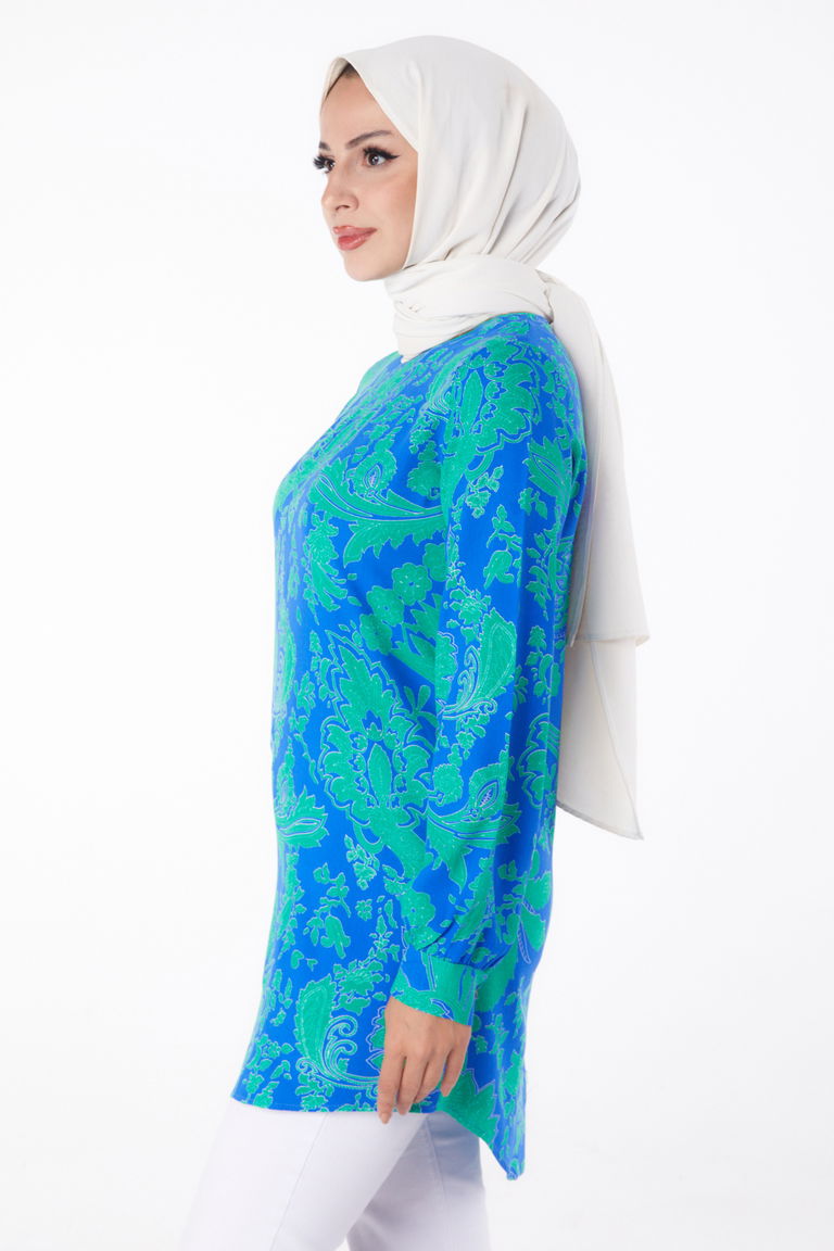 Desenli Tunik Yesil - 13277 - TOFİSA