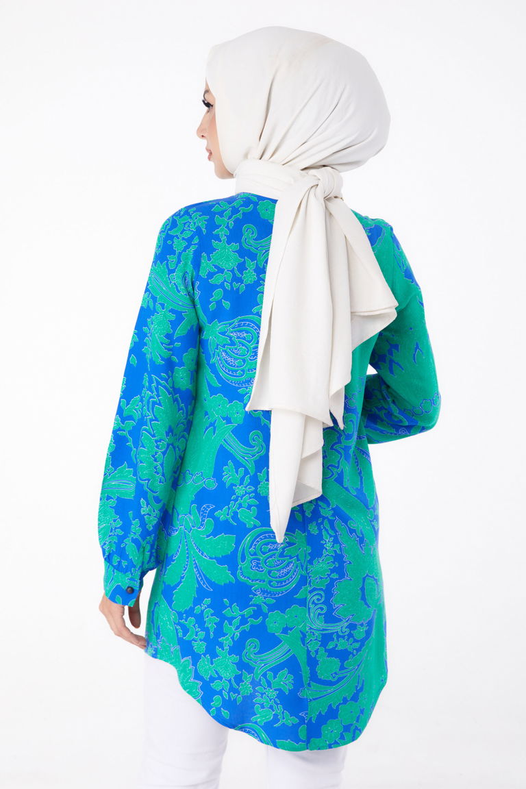 Desenli Tunik Yesil - 13277 - TOFİSA