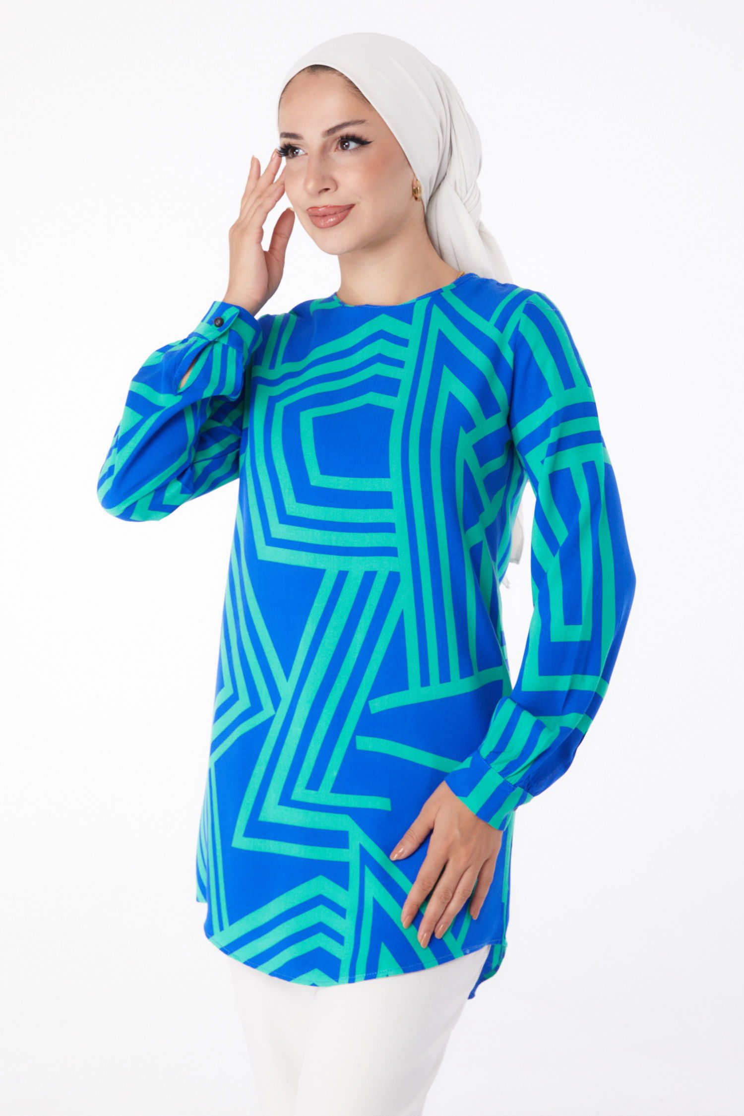 Desenli Tunik Yesil - 13278 - 1