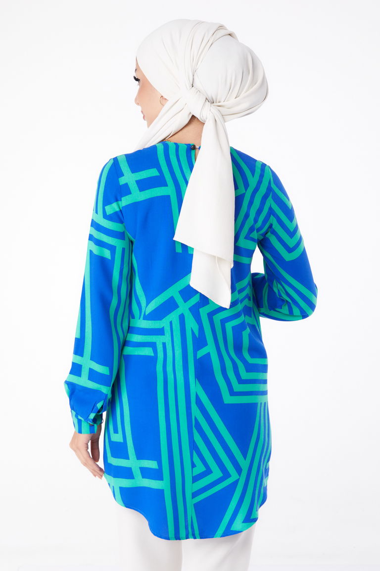 Desenli Tunik Yesil - 13278 - TOFİSA