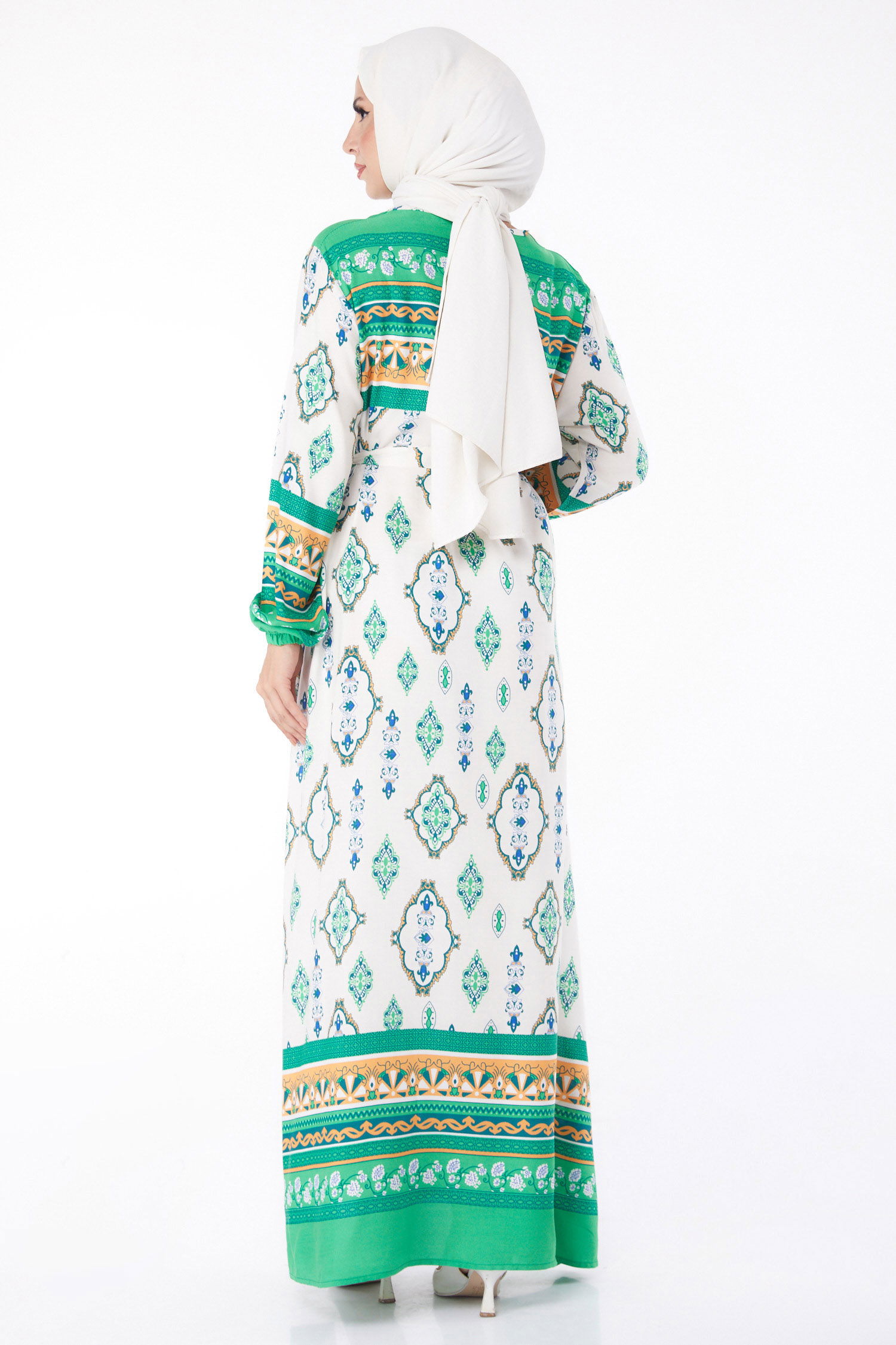 Etnik Desenli Elbise Yesil - 26225 - 5