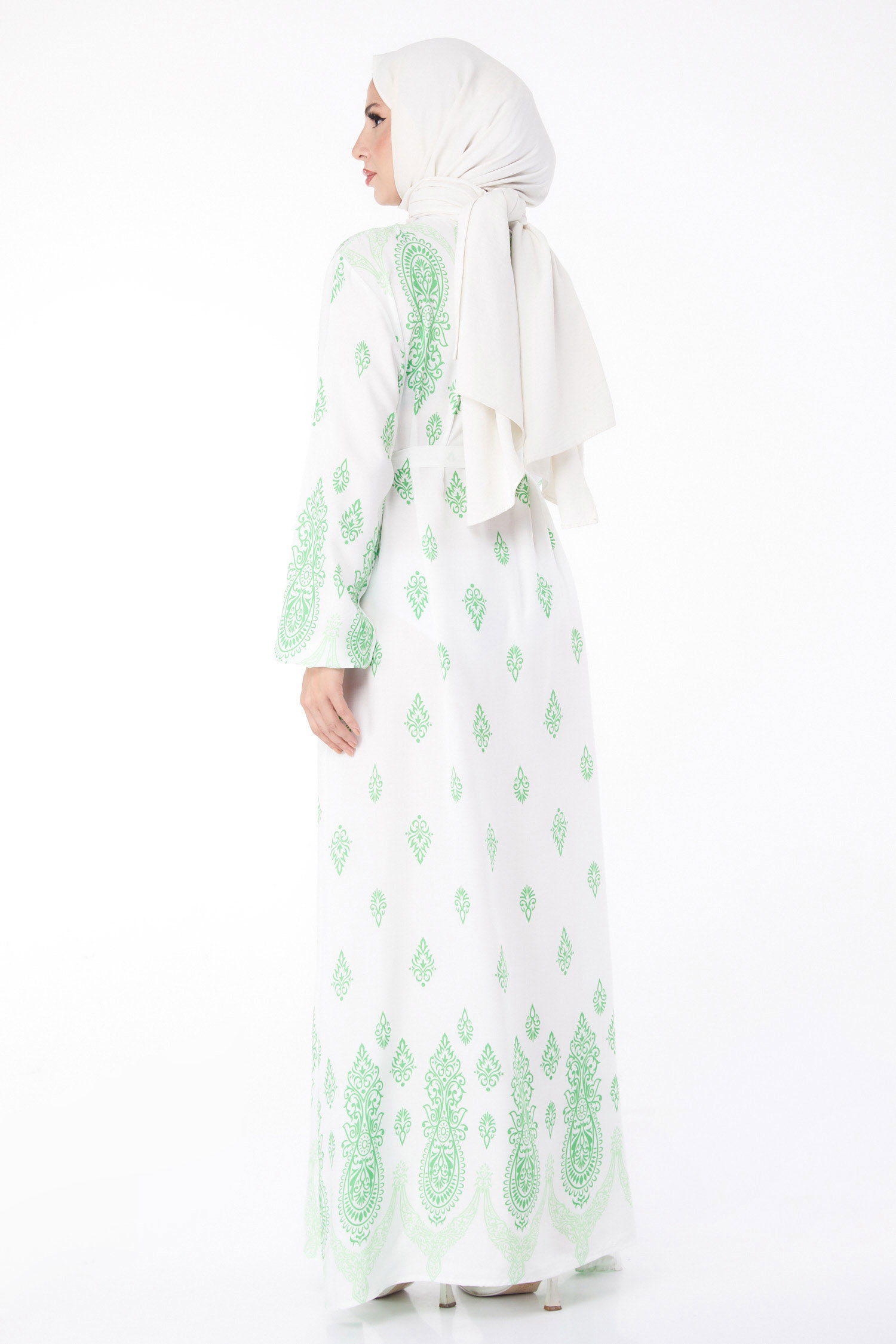 Etnik Desenli Elbise Yesil - 26229 - 5