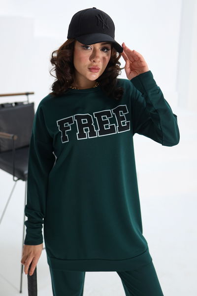 Baskılı Eşofman Takımı Zümrüt - 13354 