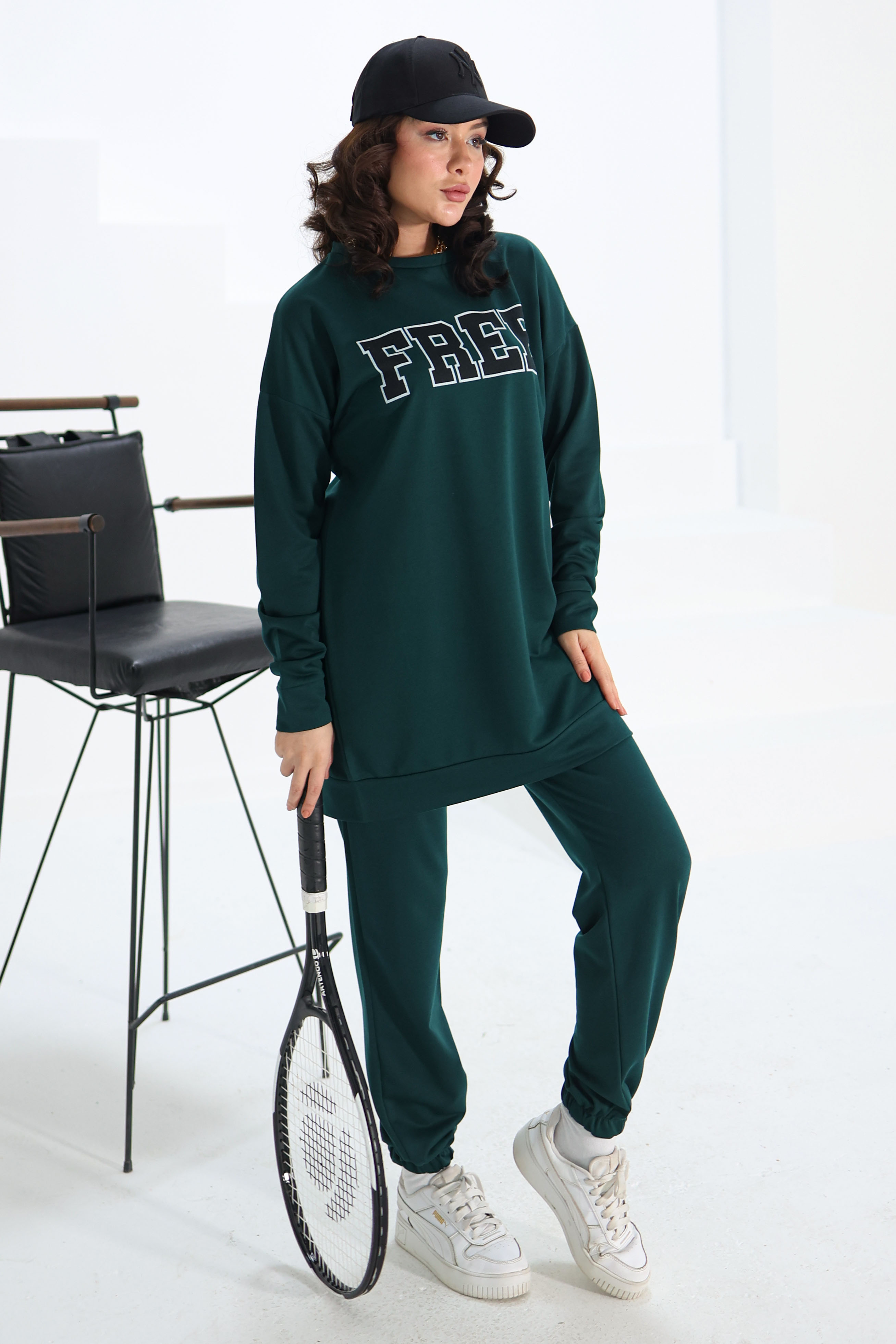 Baskılı Eşofman Takımı Zümrüt - 13354 - 2