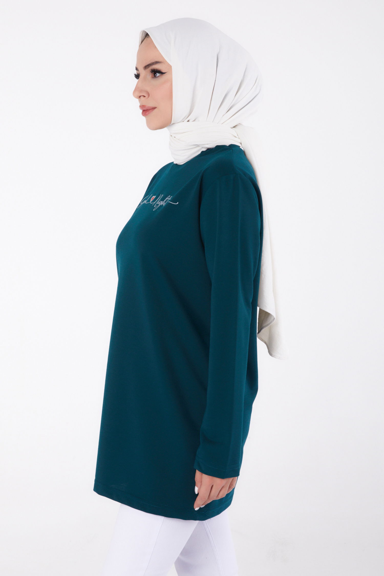 Baskılı Sweatshirt Zümrüt - 13328 - 4