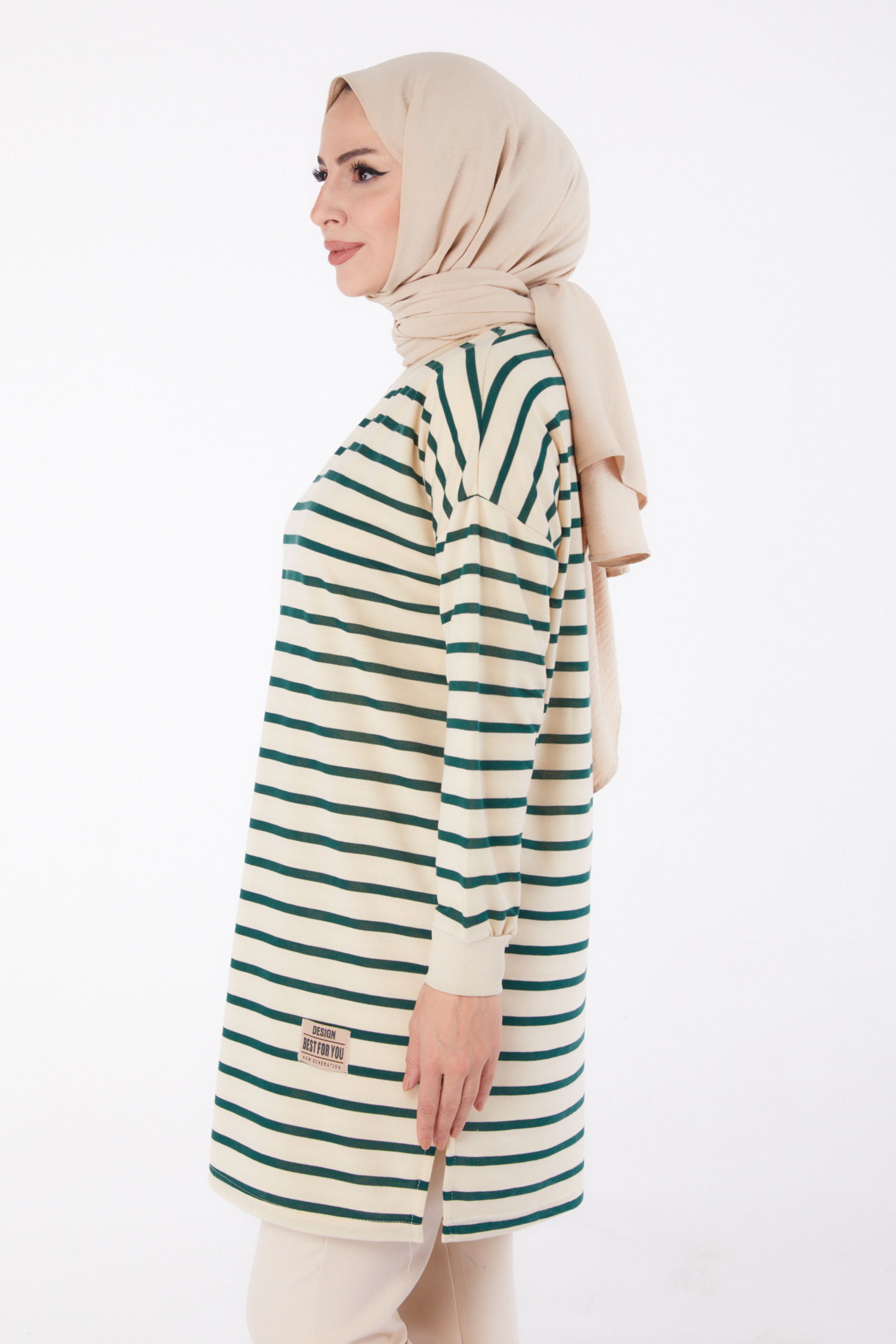 Çizgili Aramalı Tunik Zümrüt - 26458 - 4