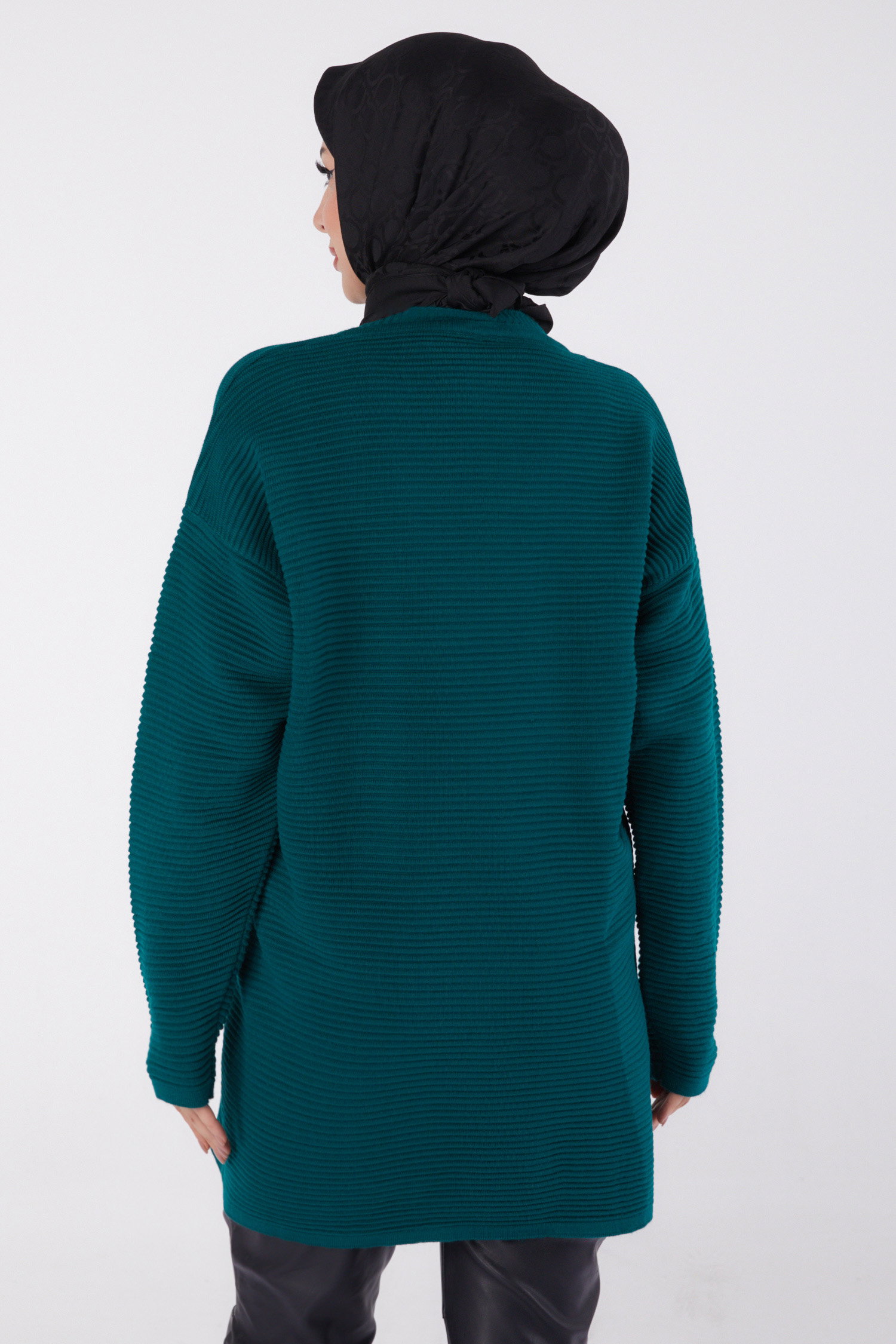 Düğmeli Kazak Zumrut - 26501 - 5