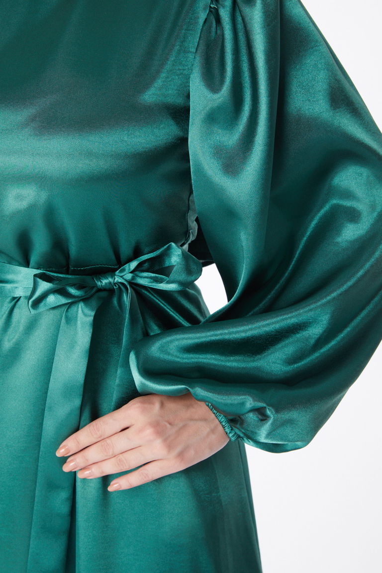 Kuşaklı Elbise Zümrüt - 13160 - TOFİSA