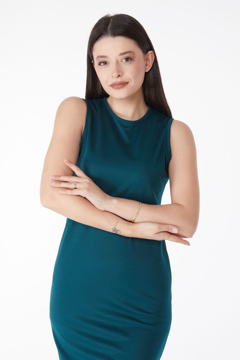 Mini Elbise Zümrüt - 13186 - TOFİSA