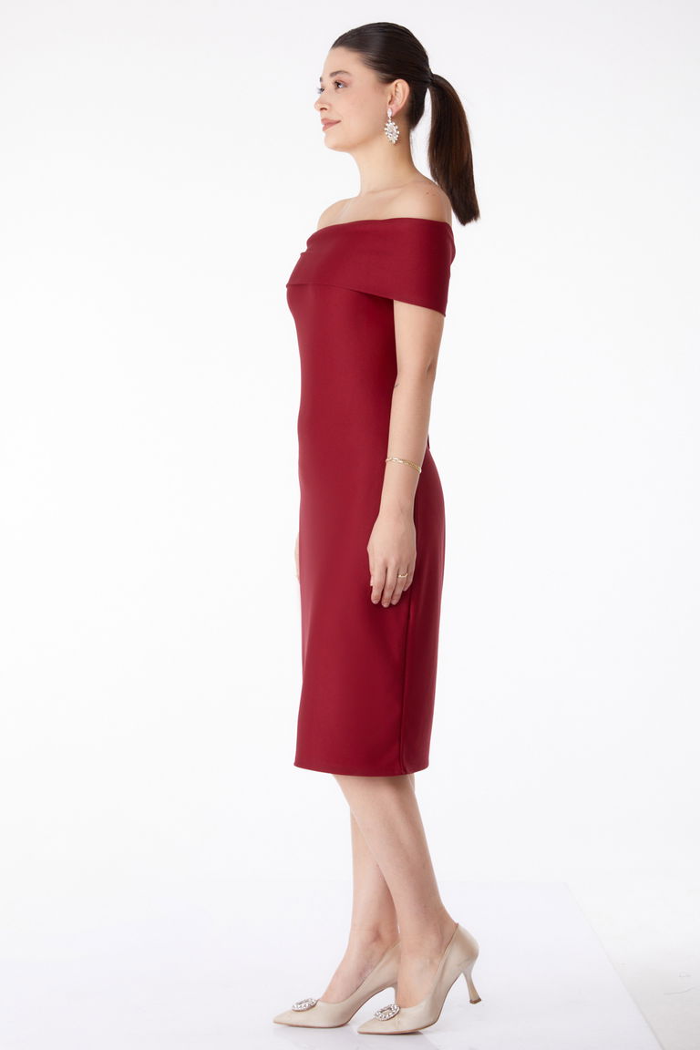 Abiye Elbise Bordo - 13187 - TOFİSA