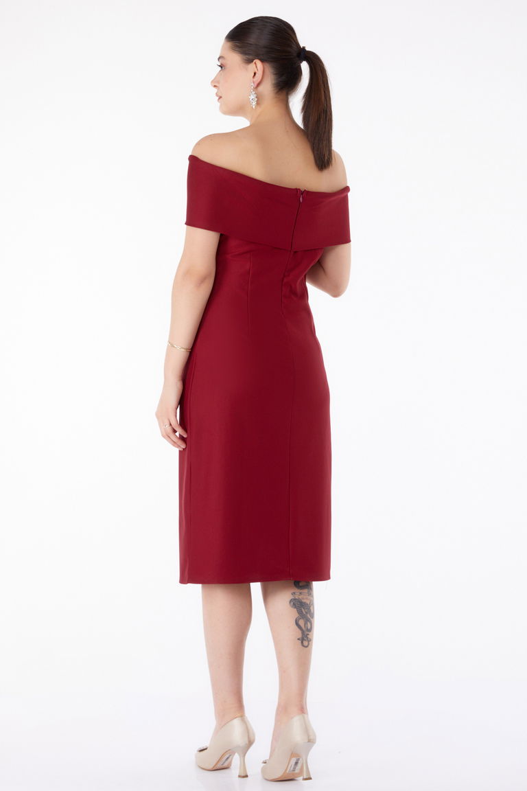 Abiye Elbise Bordo - 13187 - TOFİSA