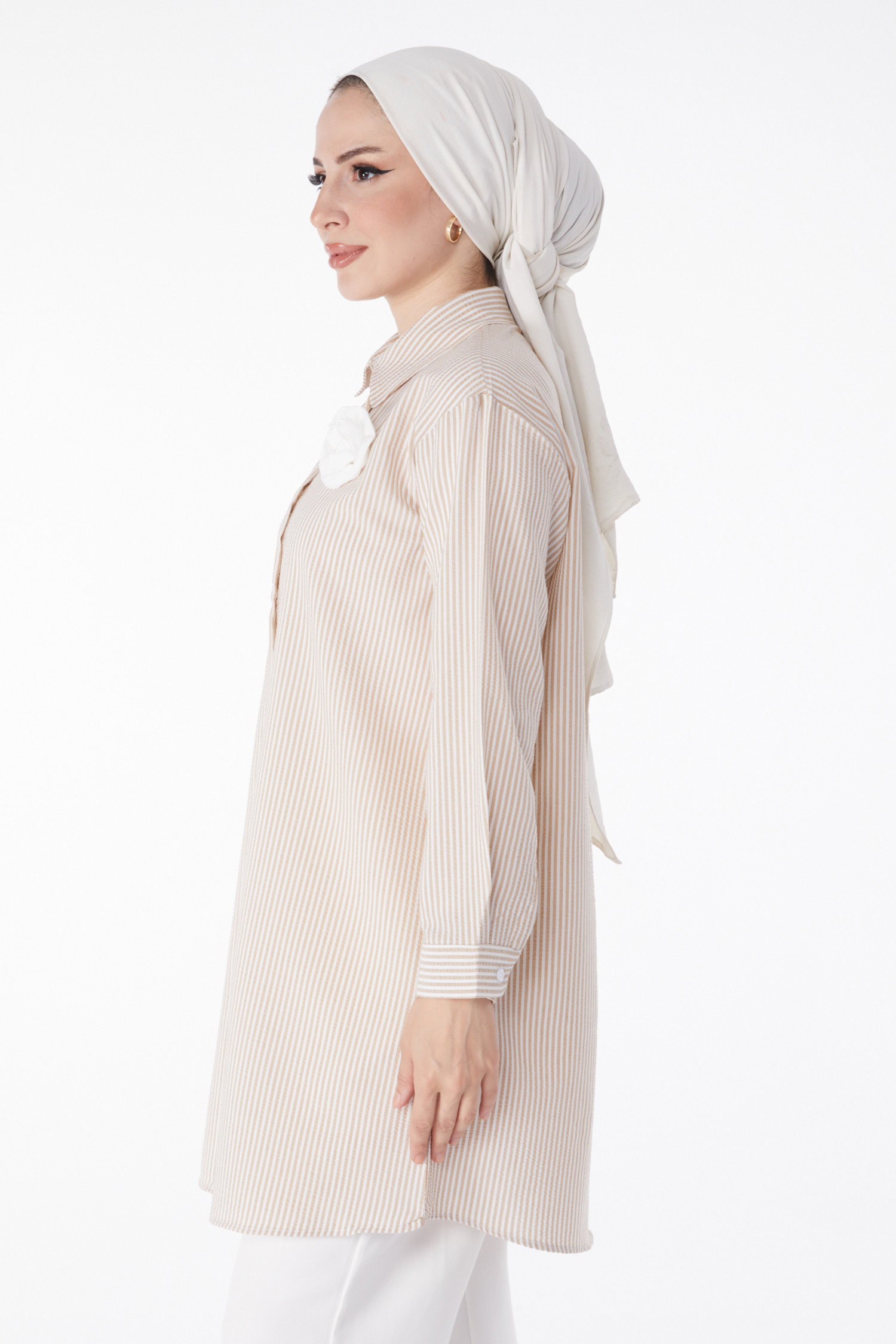 Gül Aksesurlı Tunik Bej - 25243 - 3