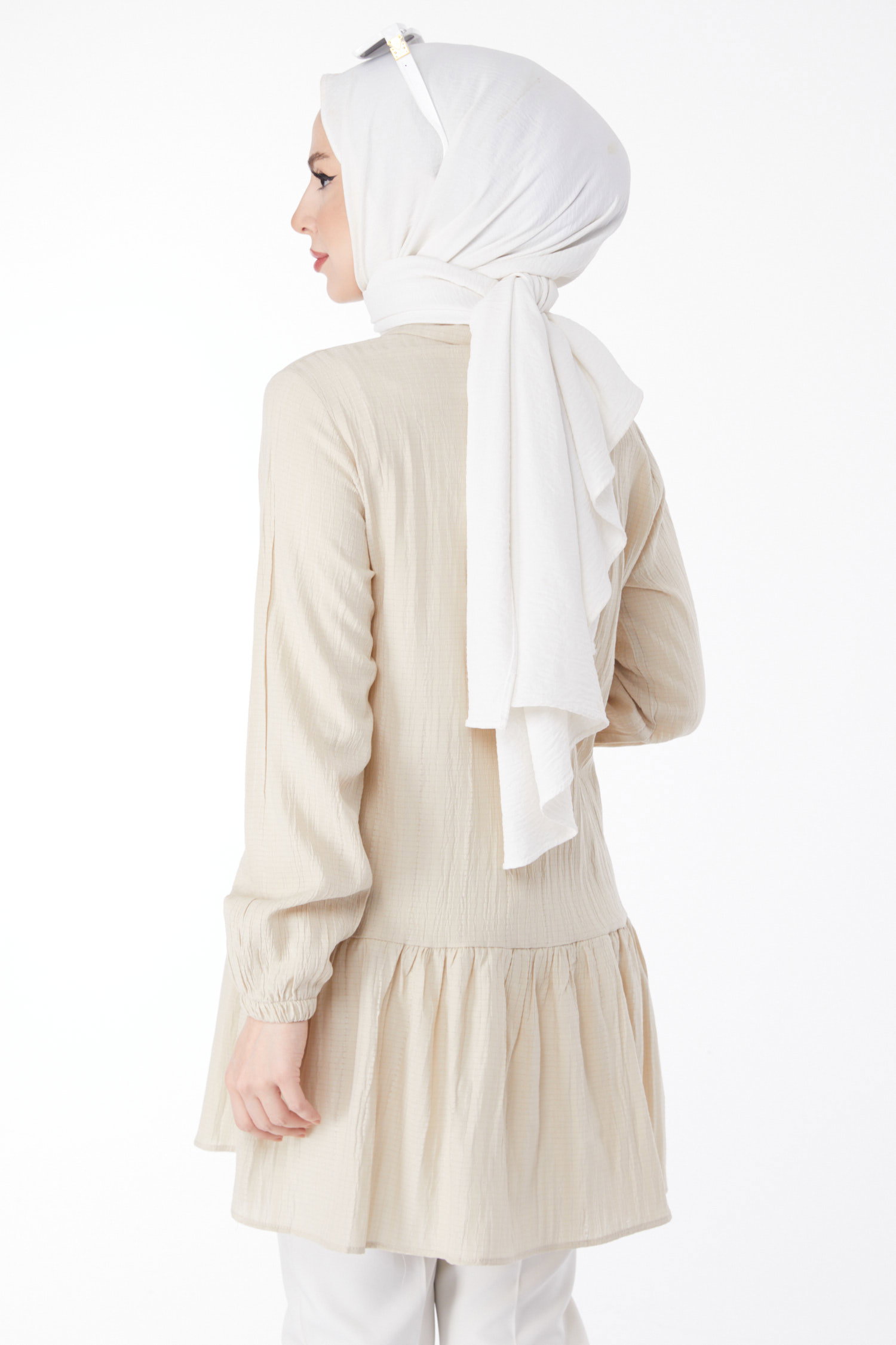 Kuş Nakış Detaylı Tunik Bej - 24974 - 4
