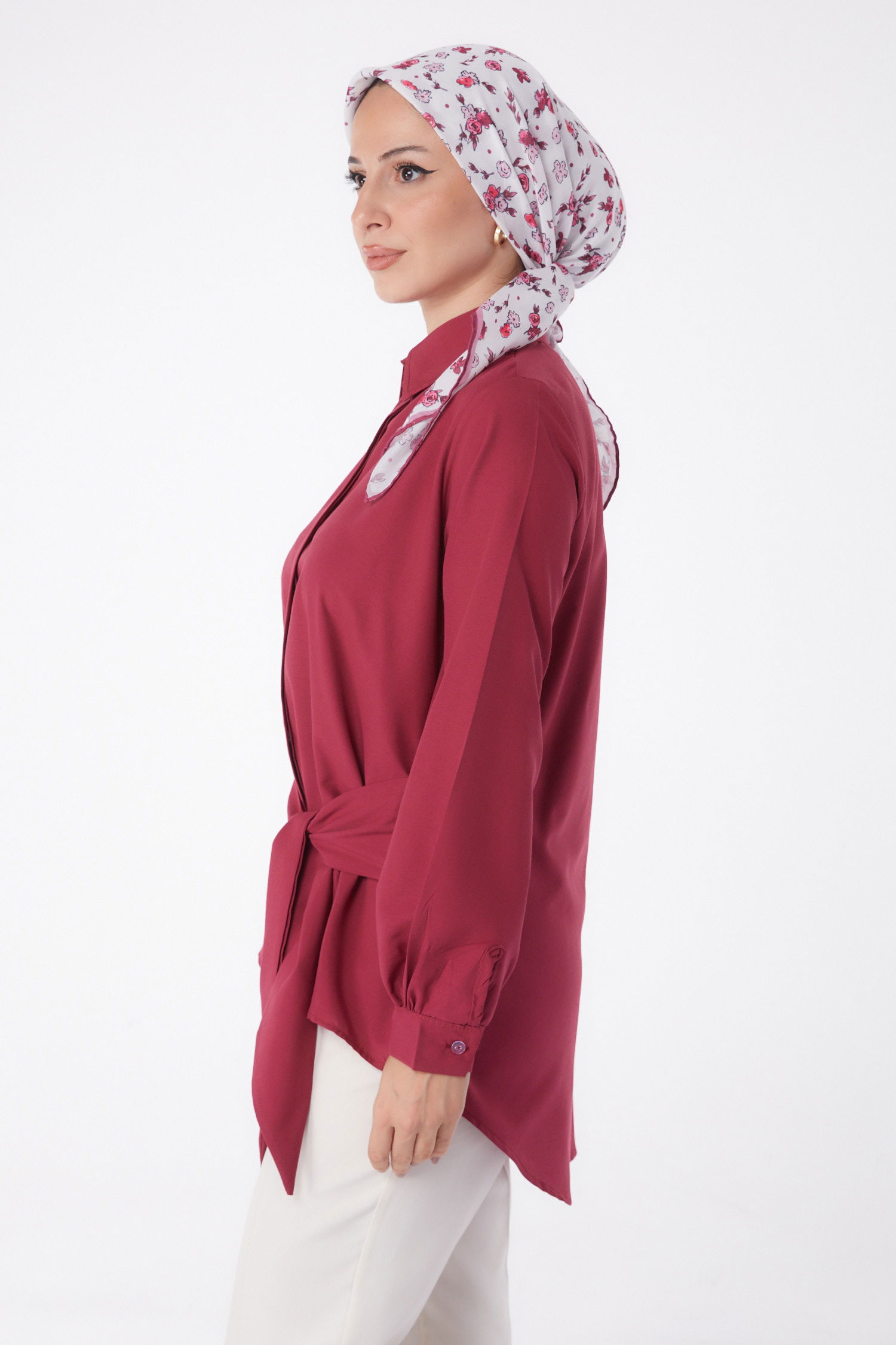 Bağcık Detaylı Tunik Bordo - 13250 - 3