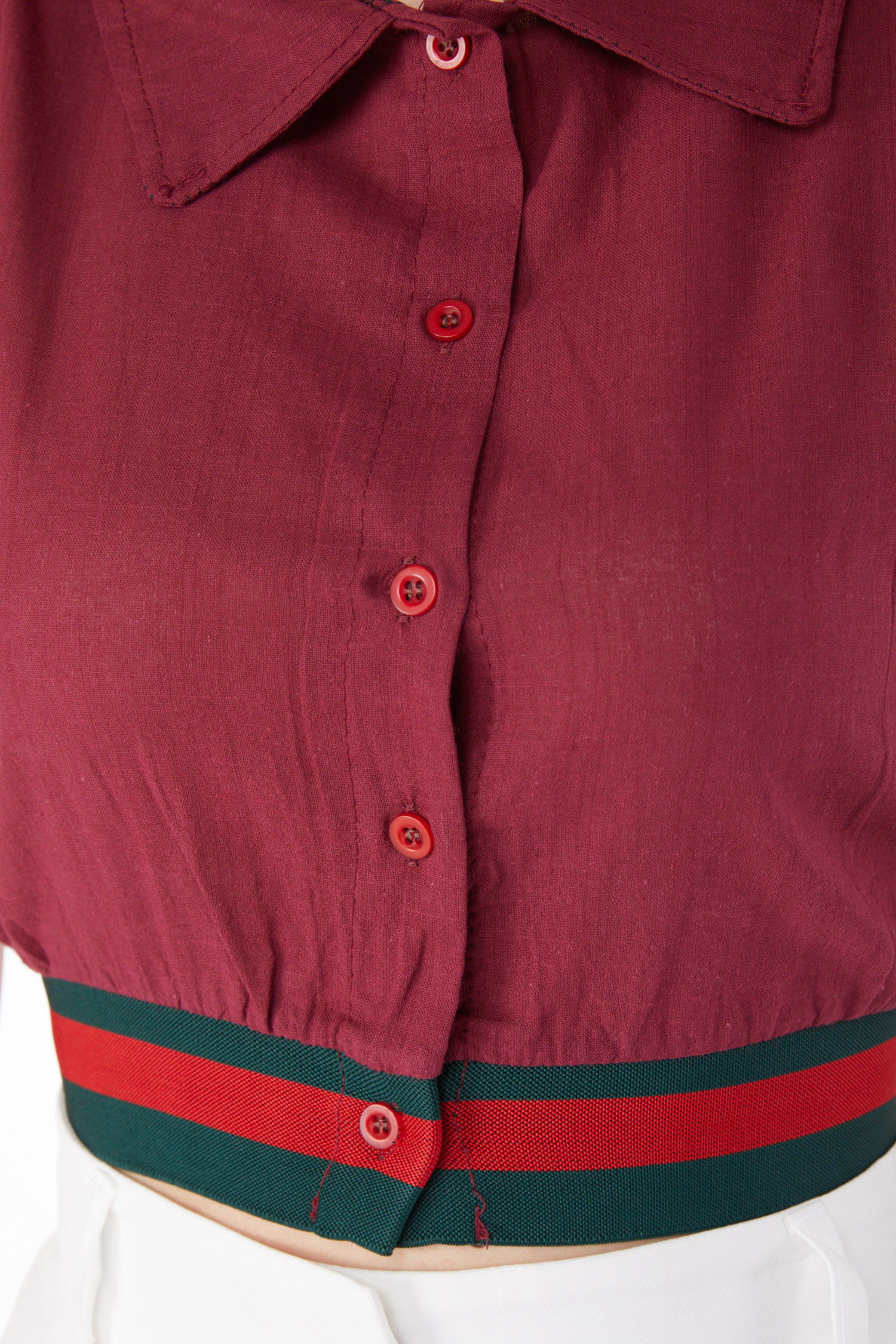 Etek Lastik Detaylı Crop Bordo - 13162 - 5